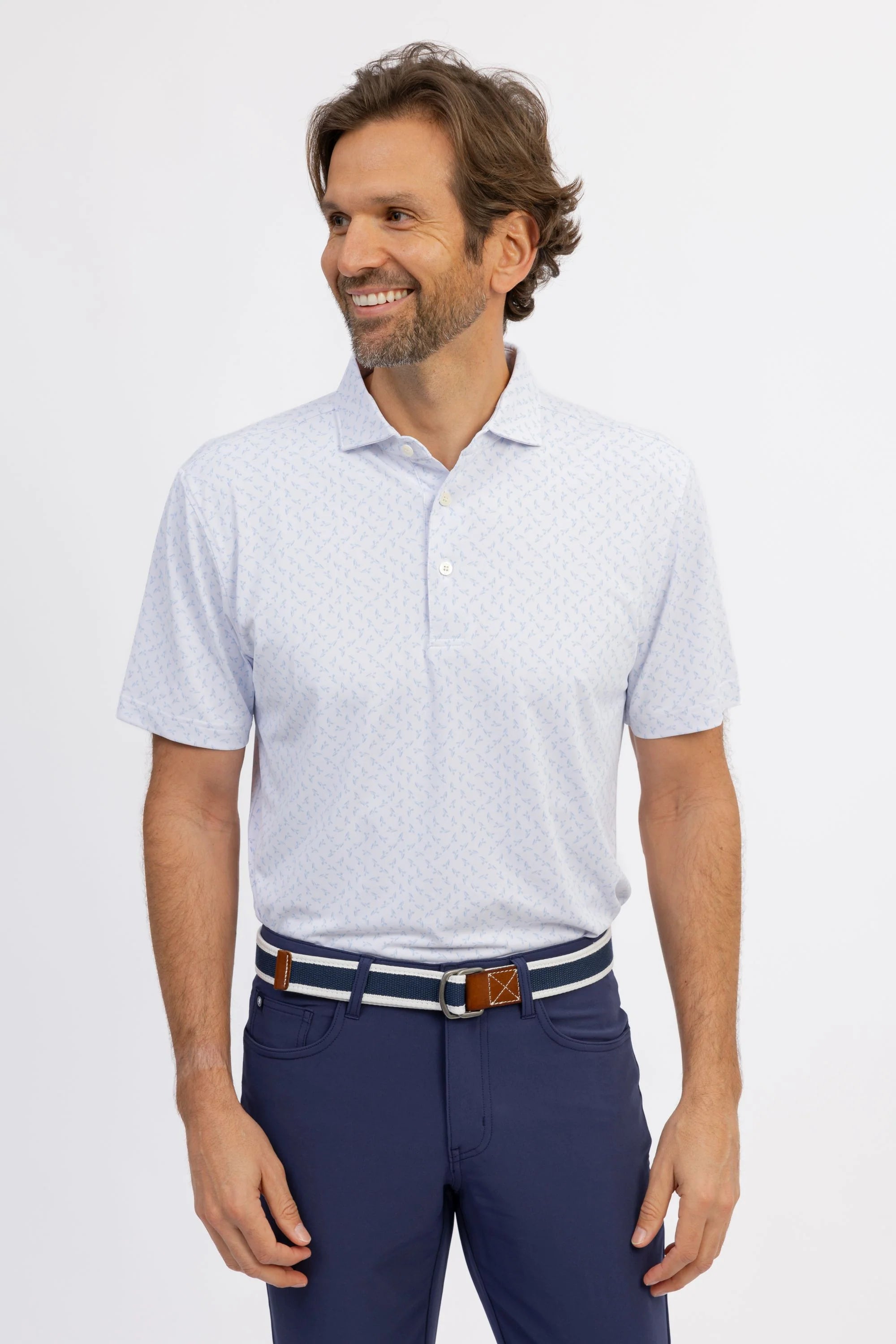 TURTLESON Corey Pattern Pique Polo Shirt for Men - Casual Short Sleeve Cotton Golf Shirt - Perfect for Work, Golf & Summer Outings