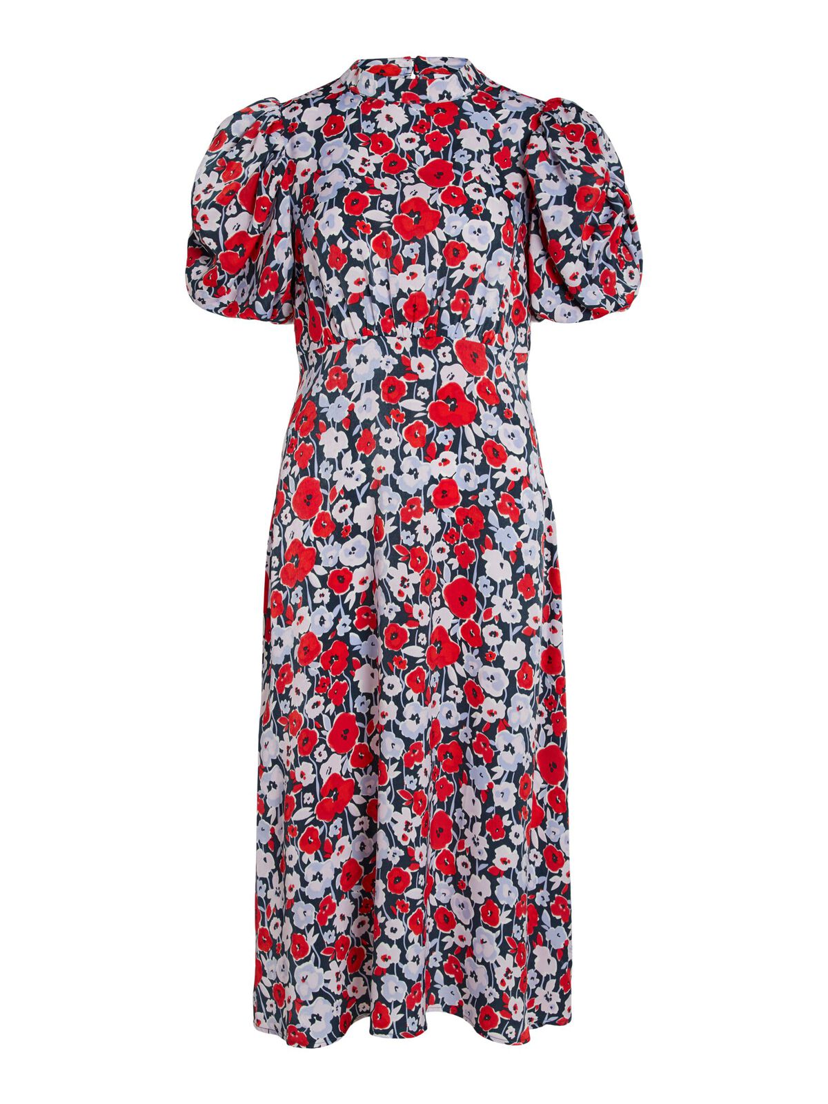 Elvita Midi Dress for Women - Navy & Red Floral Print Summer Casual Dress | Perfect for Beach, Party, and Everyday Wear
