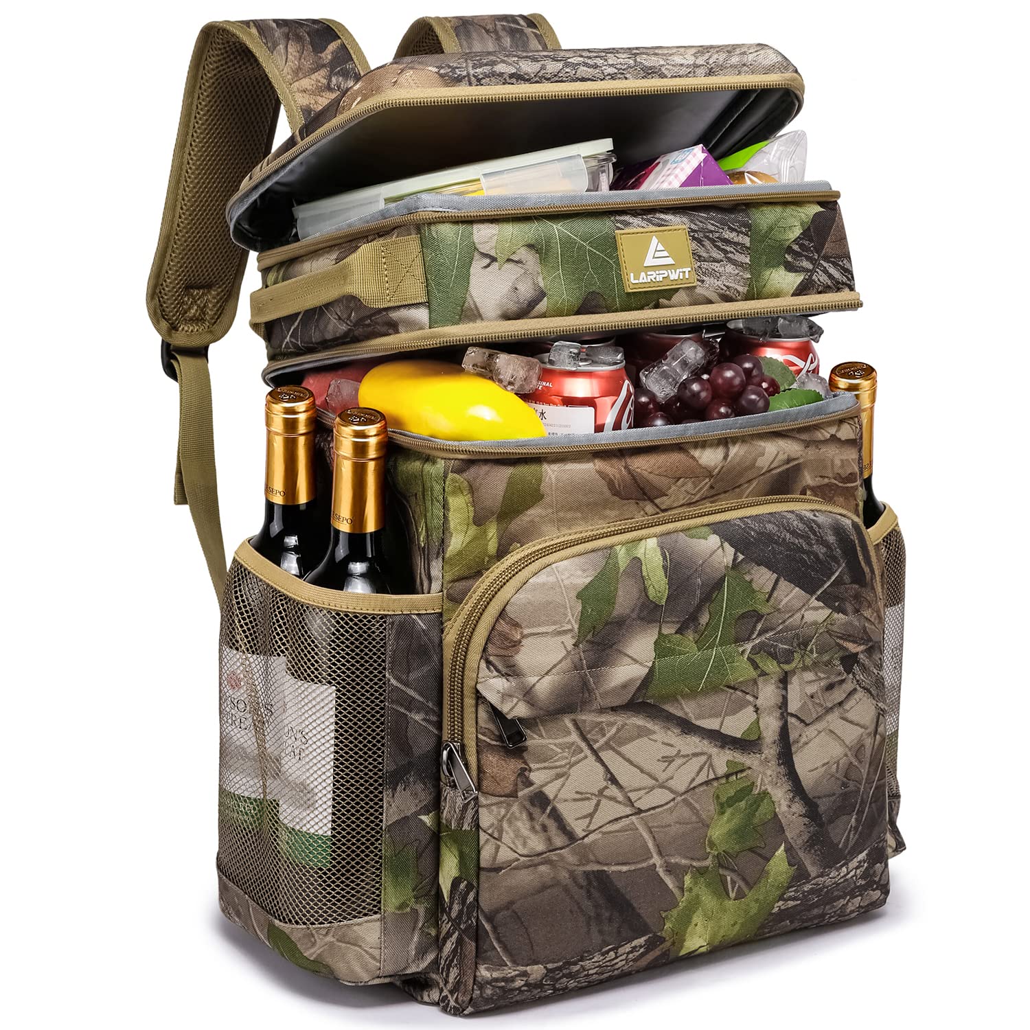 Laripwit 54/40 Cans Insulated Leak-Proof Backpack Cooler - Large Double Deck Lunch Backpack for Men & Women - Perfect for Camping, Picnics, Beach Trips, Hiking & Outdoor Adventures