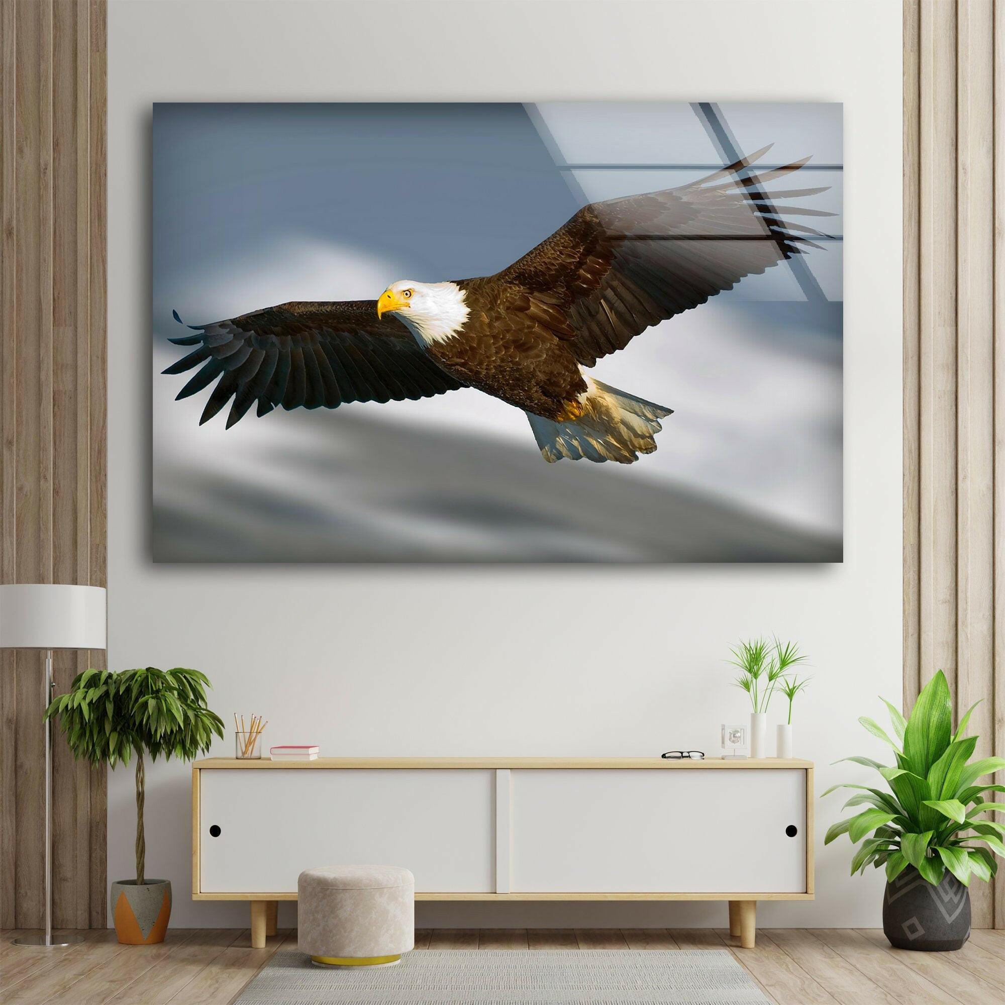 American Eagle Glass Wall Art - Handcrafted Home Decor for Living Room, Office & Gifts | Patriotic Eagle Design for Wall Display