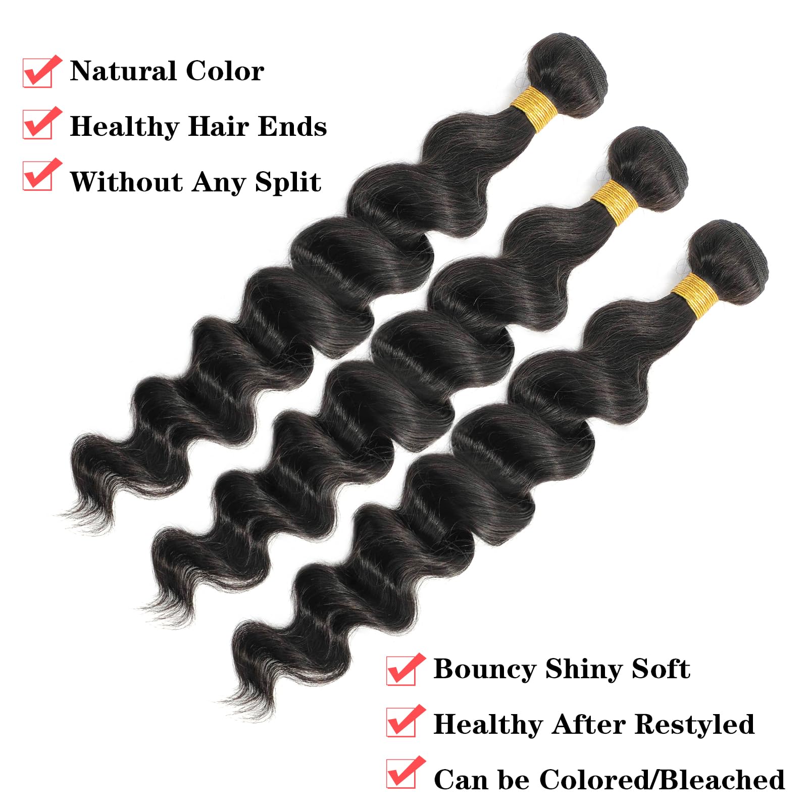 12A 100% Unprocessed Brazilian Virgin Remy Hair Bundles - 3 Bundles with 5x5 HD Lace Closure (18 20 22 +18 Inches) - Loose Wave Human Hair Weft Extensions for Black Women - Perfect for Daily Wear, Styling & Special Occasions