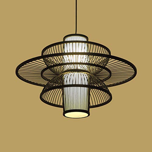 Modern Handmade Bamboo LED Pendant Light - Multi-Tier Ceiling Lamp 23.5