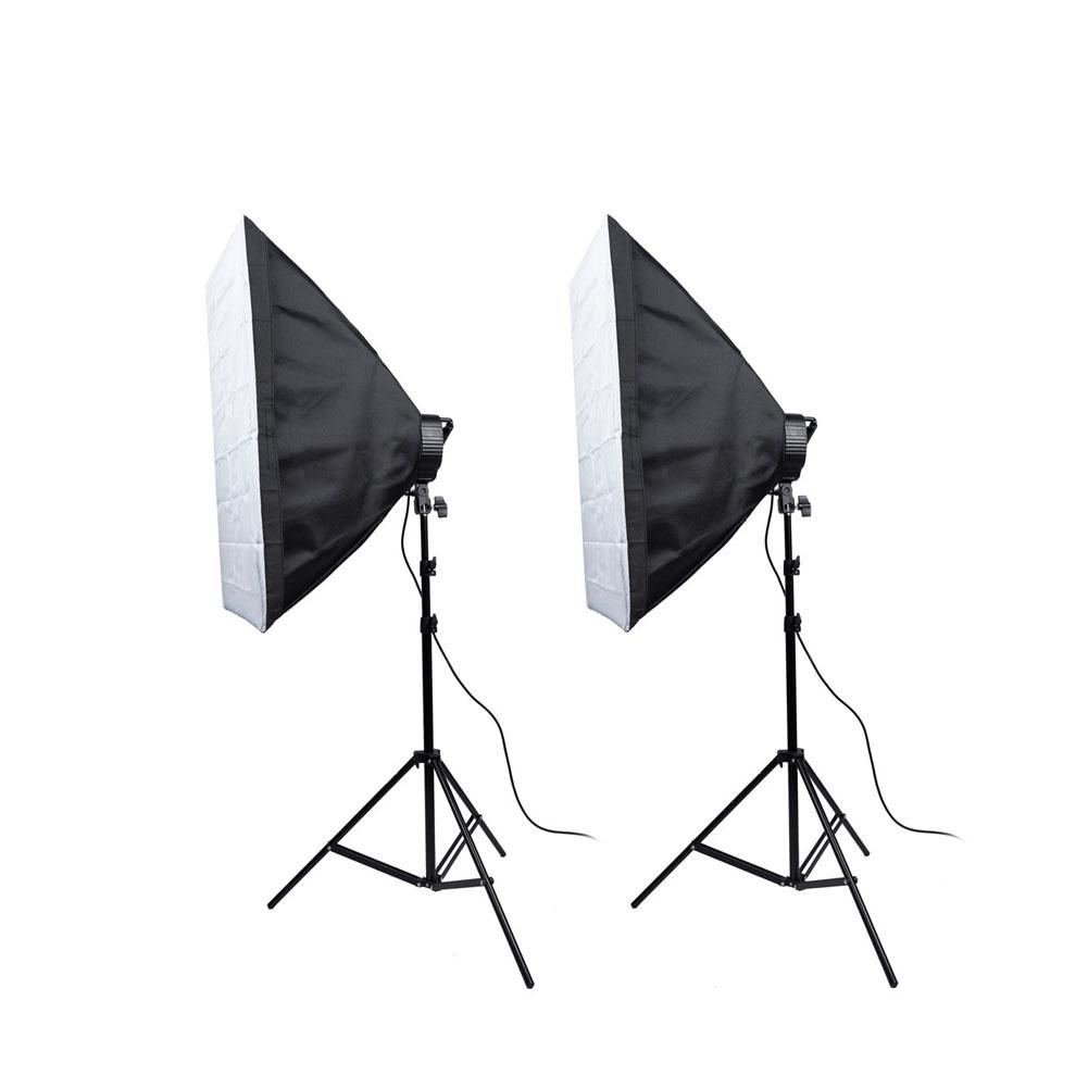 55W Double Rectangle Softbox Lighting Kit - 50cm x 70cm with 5 Head Bulbs (5500K Daylight) for Professional Photography, Video Shooting & Studio Lighting