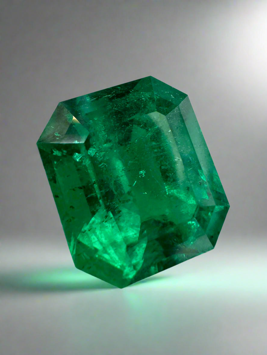 12.81 Carat GRS Certified Minor Oil Vivid Green Colombian Emerald Loose Gemstone for Jewelry Making, Engagement Rings & Luxury Collectibles