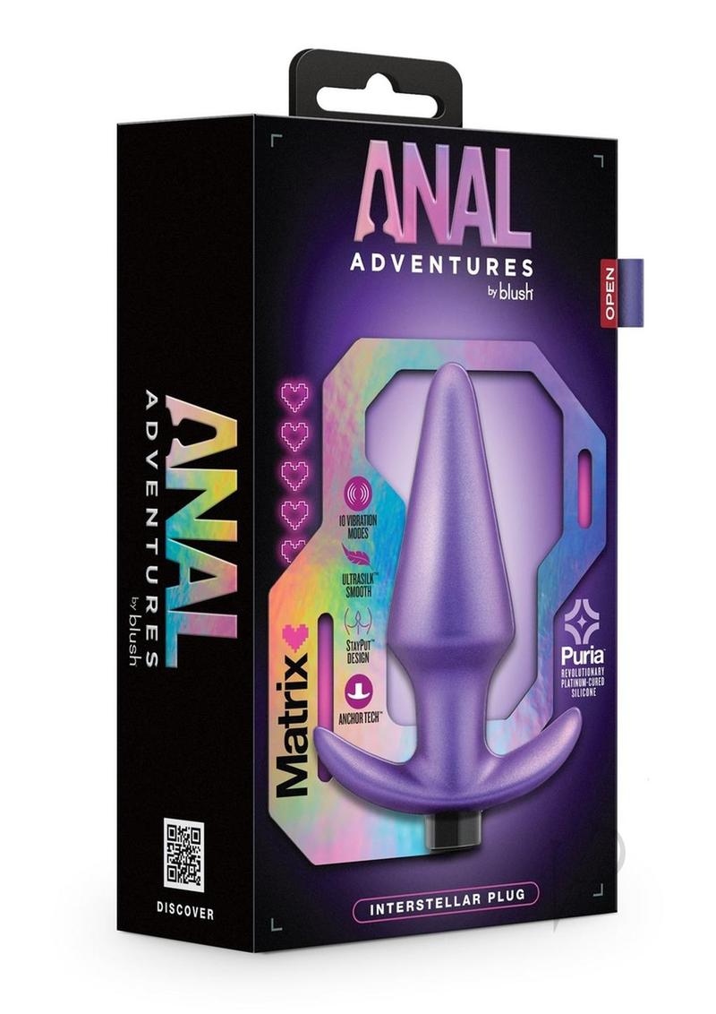 Rechargeable Silicone Anal Plug - Matrix Interstellar Design in Astro Violet | Comfortable & Discreet for Solo Play or Couples Exploration