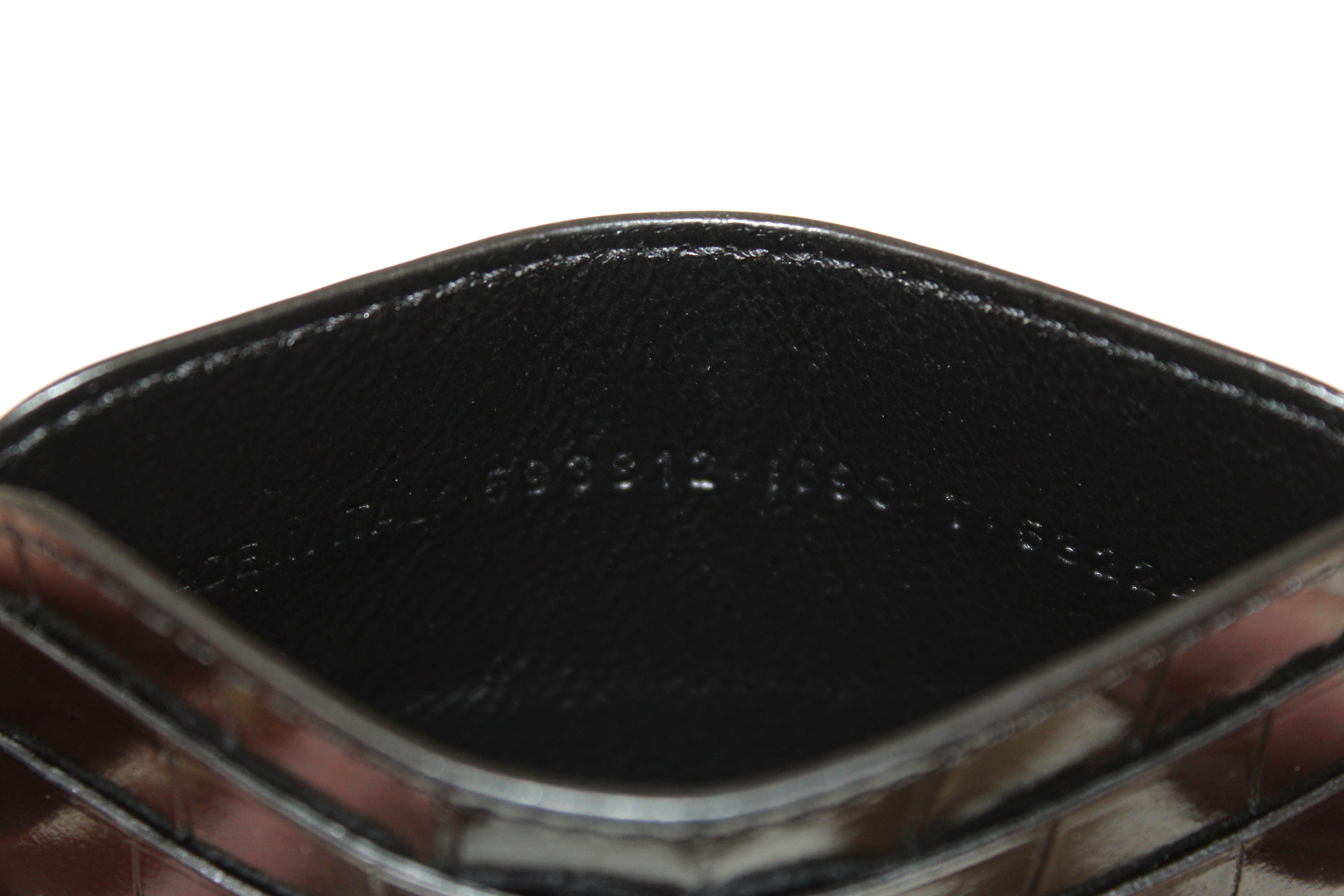 Authentic Balenciaga Black Crocodile Embossed Calfskin Card Holder Wallet - Luxury Slim RFID Blocking Credit Card Case for Men & Women | Perfect for Everyday Use, Travel & Gifts