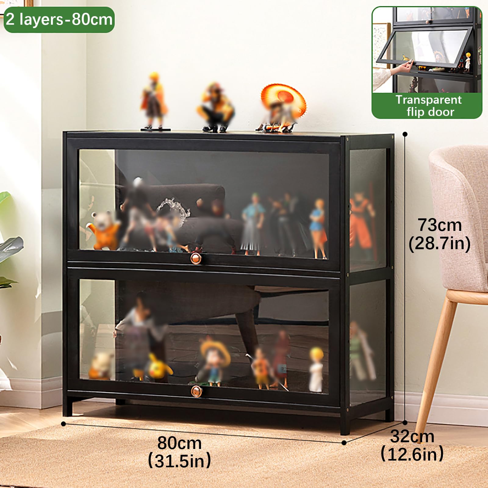 Acrylic Display Case for Collectibles - Glass Curio Cabinet with Magnetic Flip Door | Bamboo & Acrylic Material | Perfect for Action Figures, China Storage & Home Decor Showcase