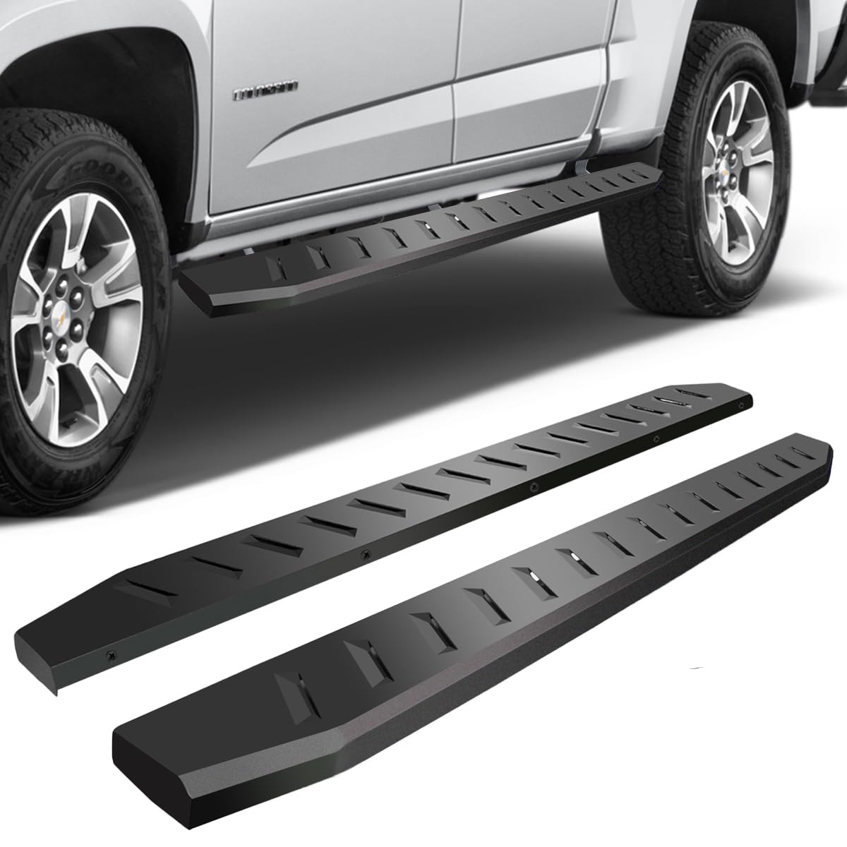 SUPERDRIVE 6'' Running Boards for 2005-2024 Toyota Tacoma Double Crew Cab | Non-Slip Raptor-Style Nerf Bars | Heavy Duty Side Steps with Louver Design | Black 6'' Wide Truck Accessories | Perfect for Off-Roading & Daily Commute