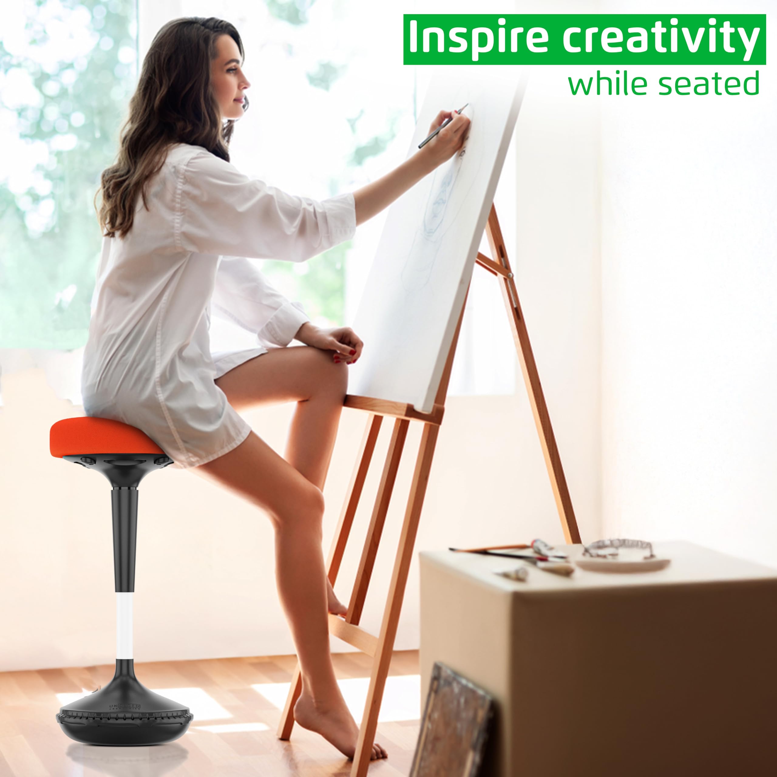 Ergonomic Wobble Stool - Adjustable Height Standing Desk Chair for Active Sitting, Flexible Seating for Office & Classroom - ADHD Friendly Wobble Chair for Improved Focus & Posture | Perfect for Home Office, School & Workstations