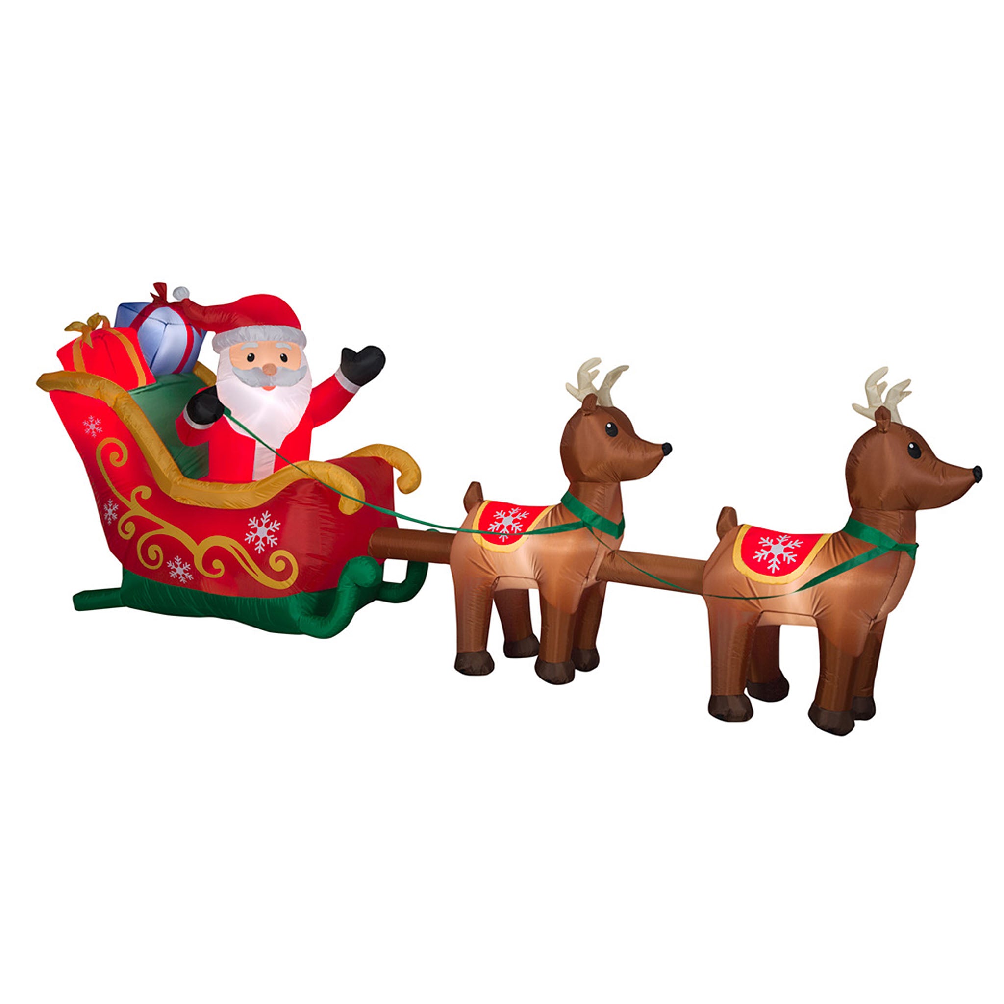 12.5 ft. Inflatable Santa Claus in Sleigh with LED Reindeer - Outdoor Christmas Yard Decoration for Holiday Party Decor