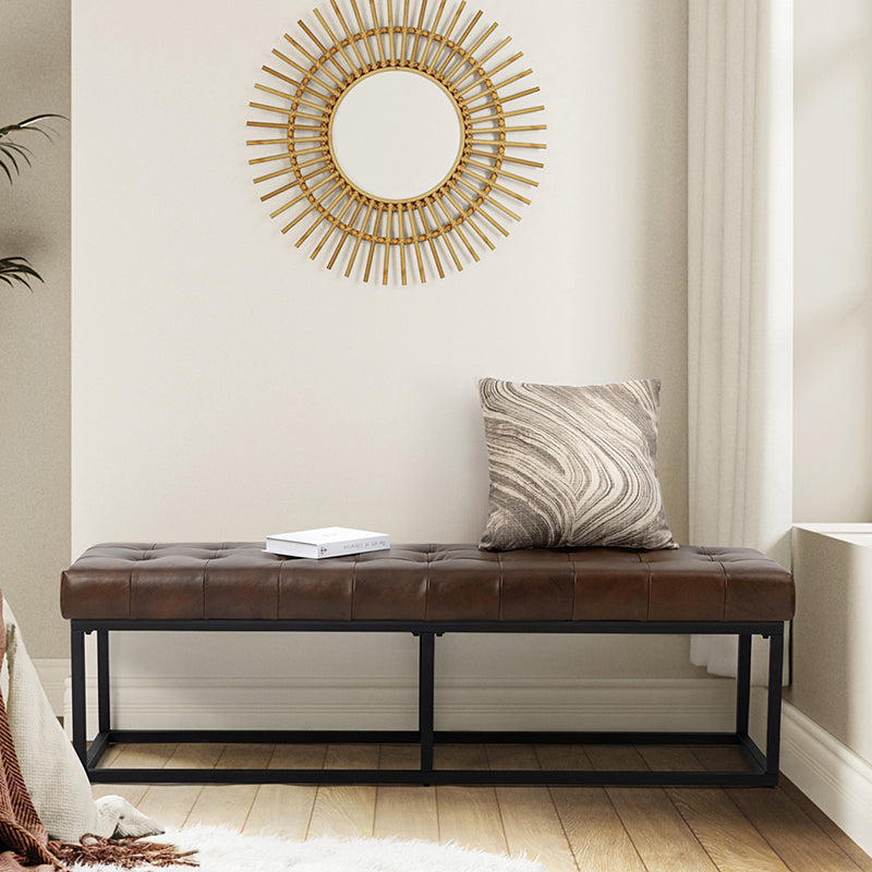 Rosana Genuine Leather Multi-Functional Storage Bench with Cushion Top - Perfect for Entryway, Bedroom, or Living Room Seating and Storage