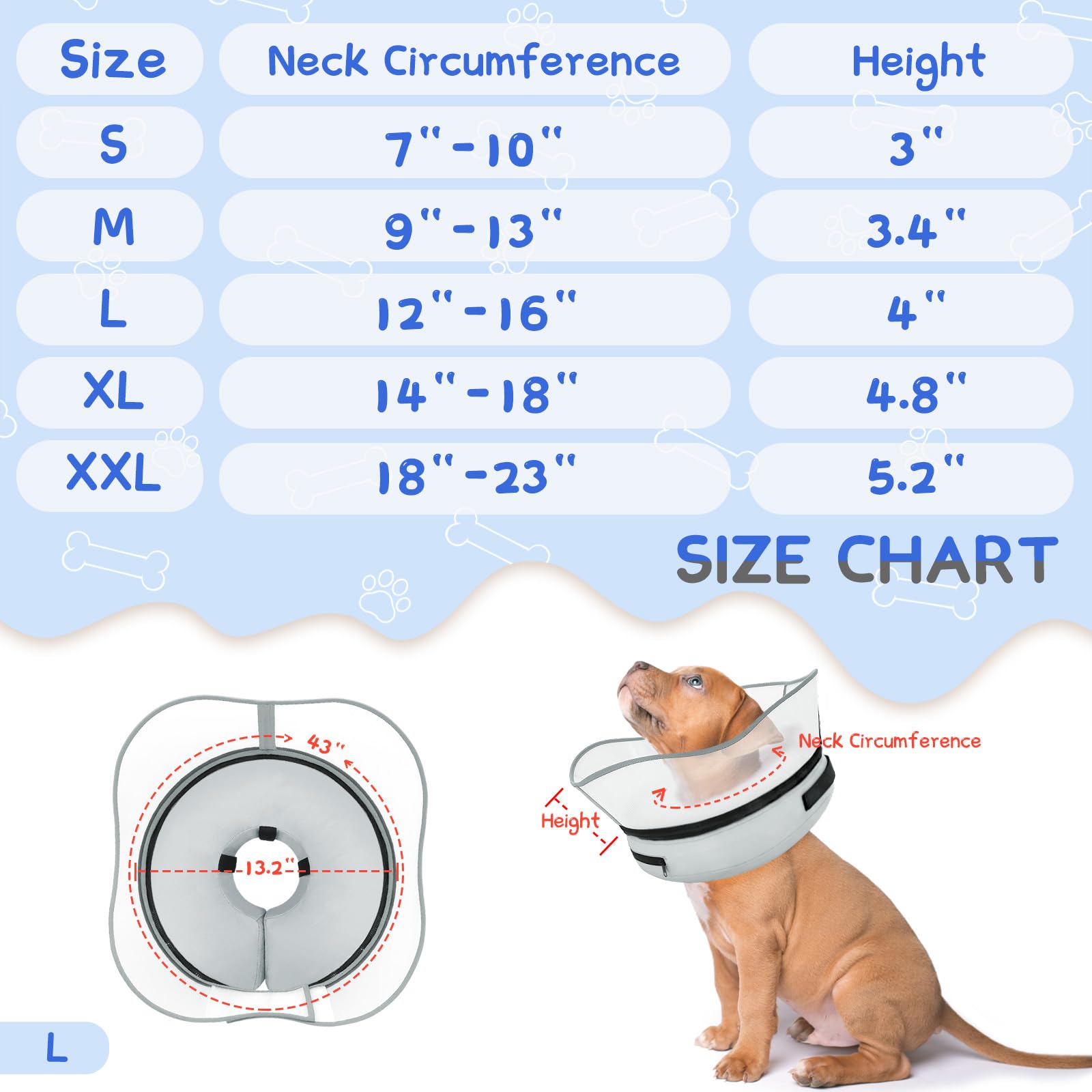 **Inflatable Dog Cone Collar – Soft Post-Surgery Recovery Collar for Small, Medium & Large Dogs – Prevents Licking & Scratching – Comfortable Alternative to Plastic Cones – Perfect for Wound Healing & Pet Recovery**    *(Use Case: Ideal for post-surgery recovery, wound protection, and preventing pets from licking or scratching injuries.)*