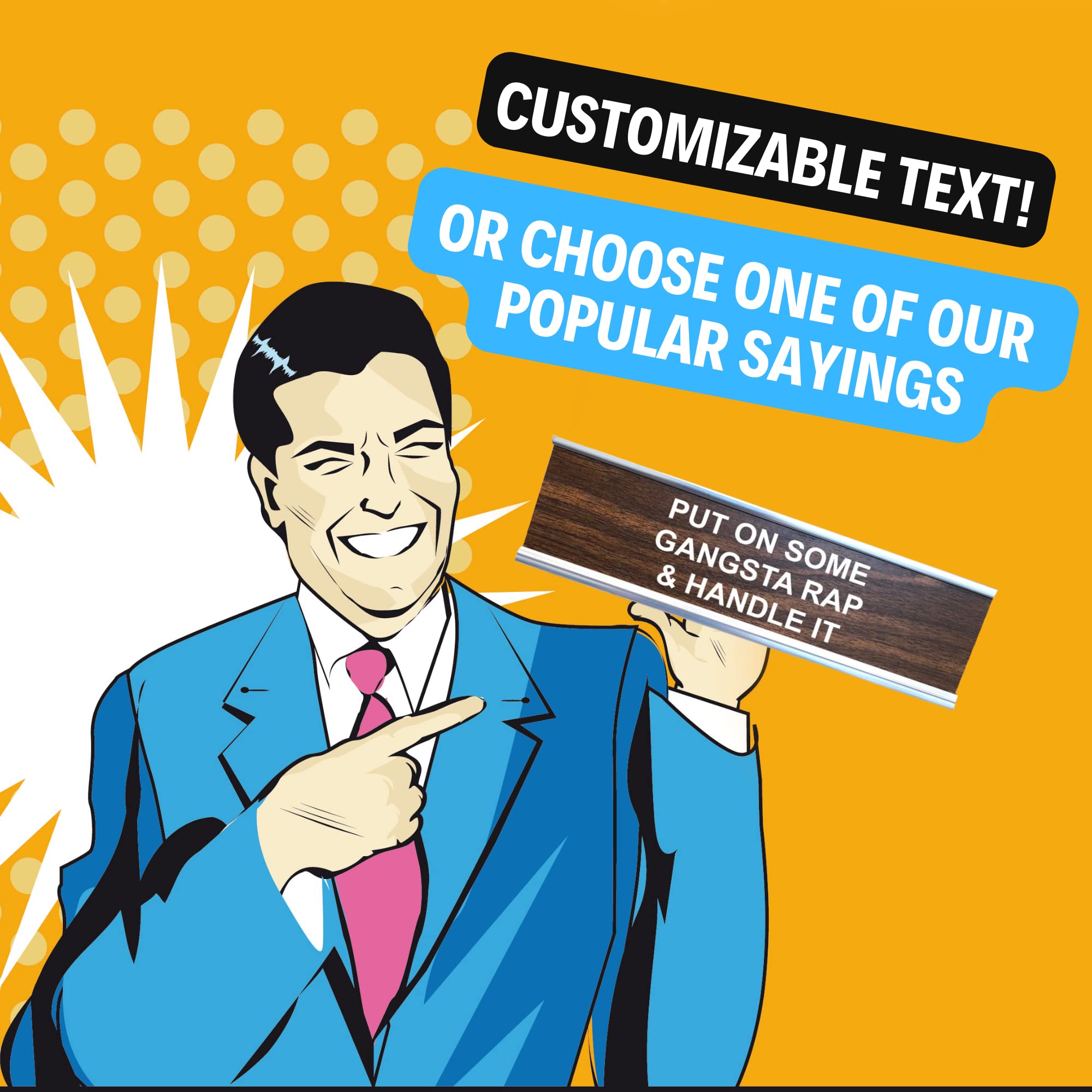 Funny Fucker in Charge Desk Sign - 2x8 Inches Wooden Office Decor for Humor
