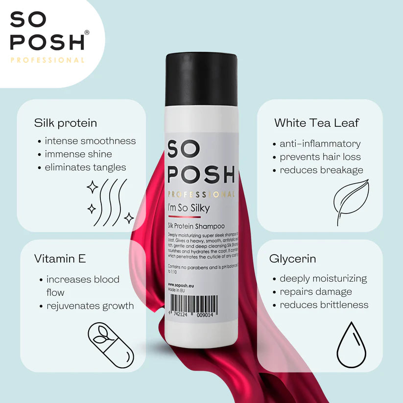 So Posh I'm So Silky Shampoo for Smooth & Shiny Hair - Sulfate Free & Paraben Free (8oz, 16oz, 32oz) - Perfect for Daily Use, Salon Quality Results at Home