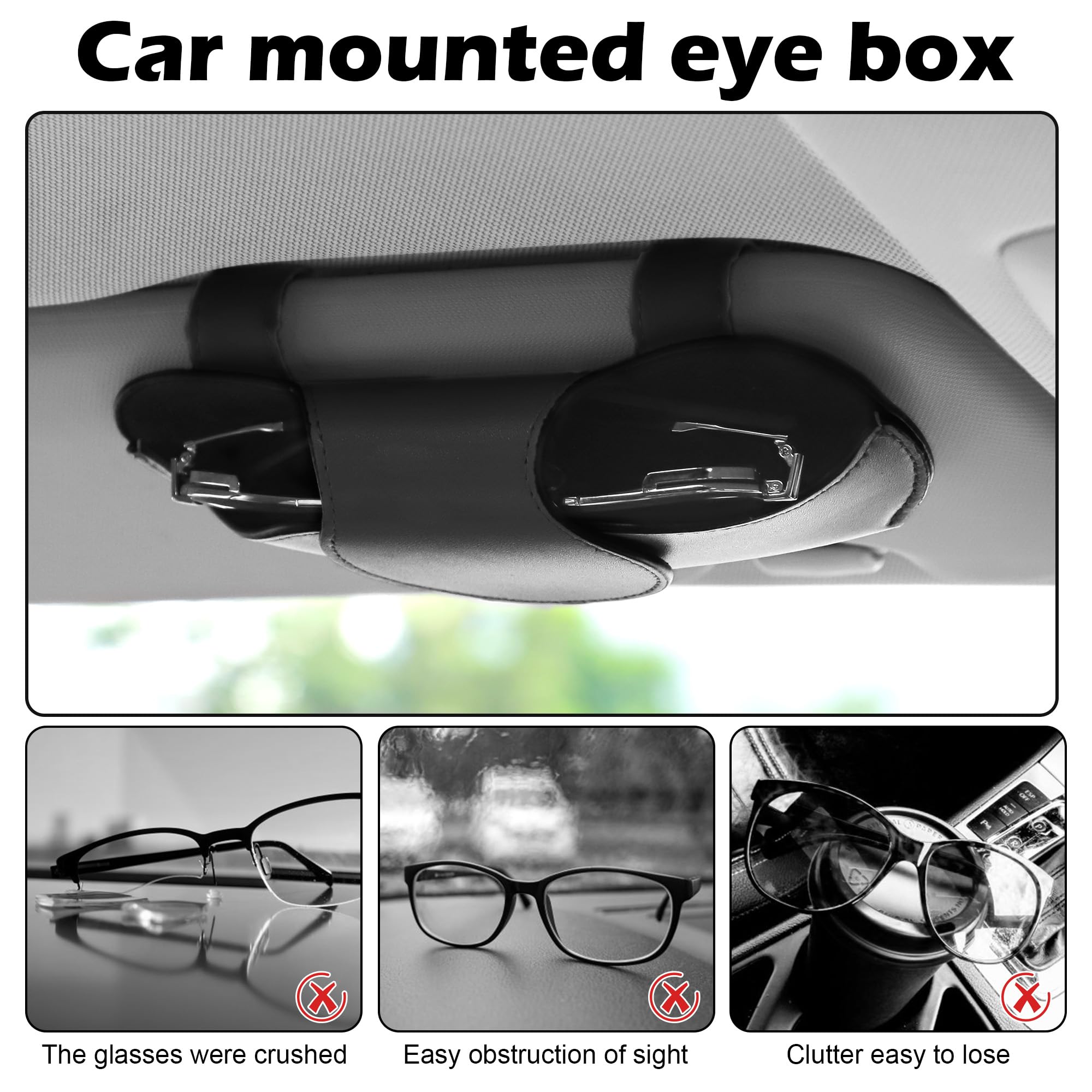 Amelity Car Visor Sunglass Holder Clip - Durable Black Car Accessories for Men & Women, Perfect for Driving, Travel, and Outdoor Adventures