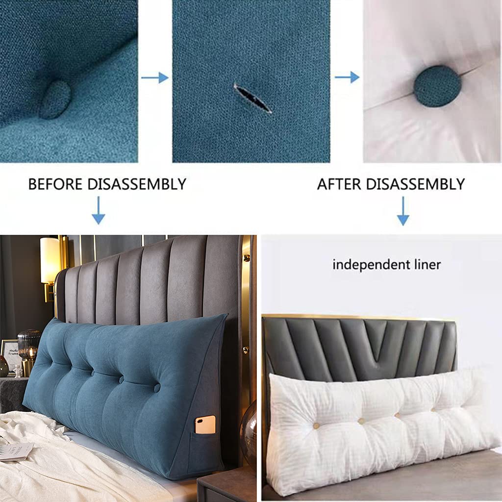 **Large Triangular Reading Wedge Pillow - 70 Inch (180cm) Bed Rest Headboard Cushion for Twin, Full, Queen & King Beds - Grey - Perfect for Reading, Watching TV & Relaxing in Bed**