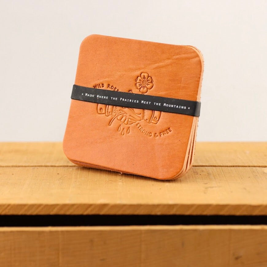 Wild Rose Coaster Set - 4-Piece Absorbent Cork Coasters for Hot & Cold Drinks - Perfect for Home, Office, and Outdoor Use