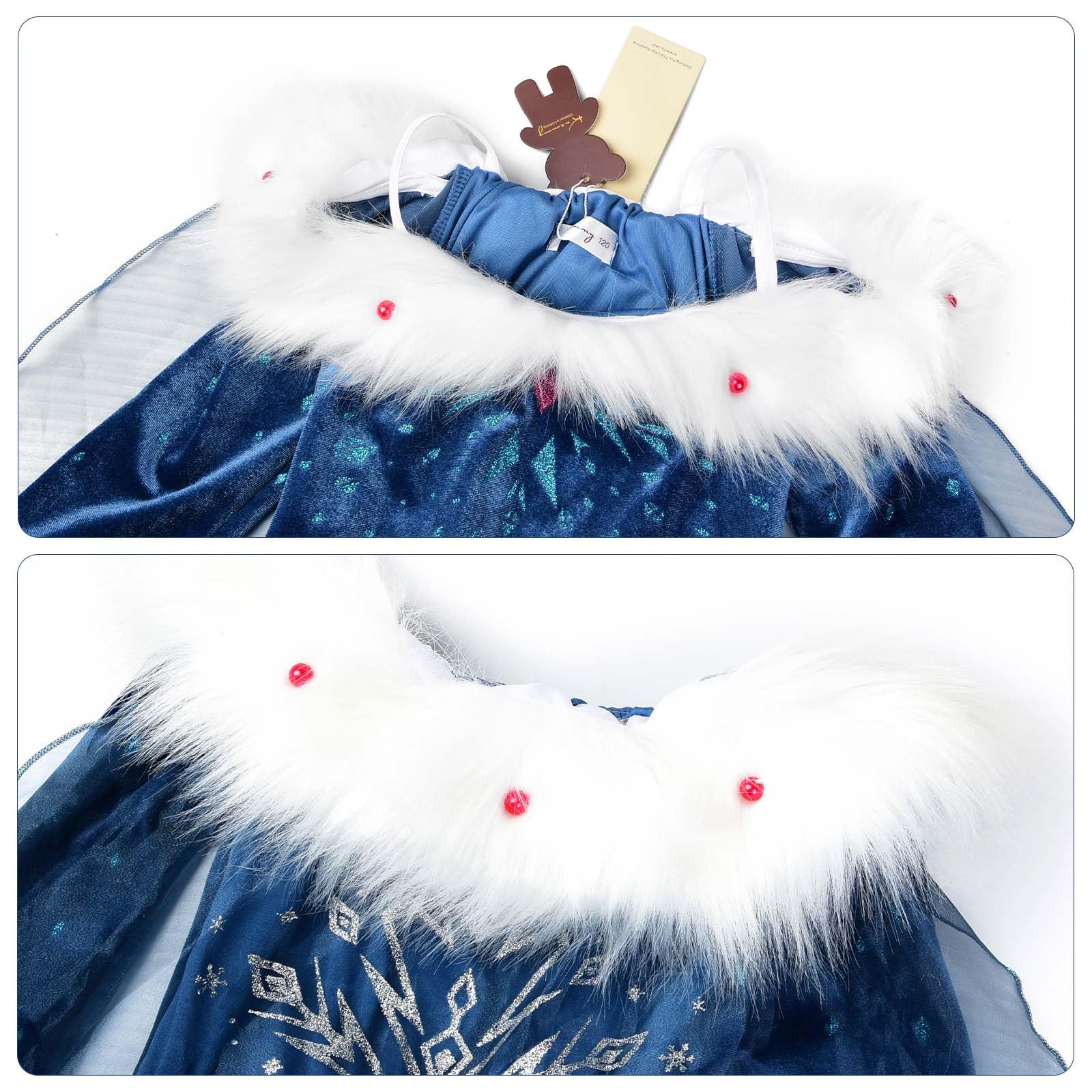 **Royal Blue Princess Costume for Girls - Halloween, Christmas, Birthday Party Dress - Snow Queen Cosplay Outfit - Perfect for Dress-Up, Role Play & Special Occasions**