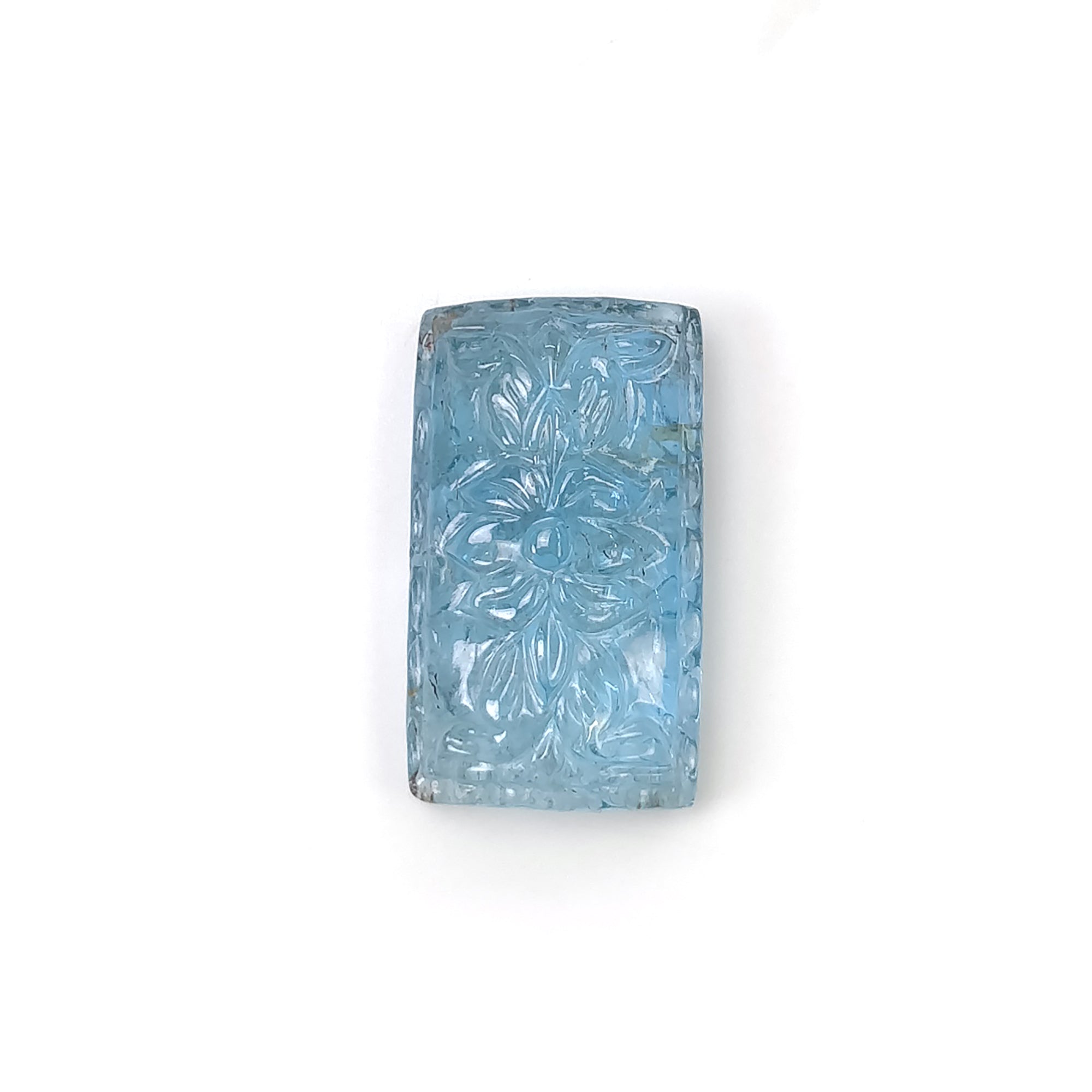 Natural Blue Aquamarine Gemstone Carving - 12.00cts Untreated Hand-Carved Cushion Shape (21x12mm) | Healing Crystal Jewelry Making, Meditation Stone, Unique Gift for Collectors