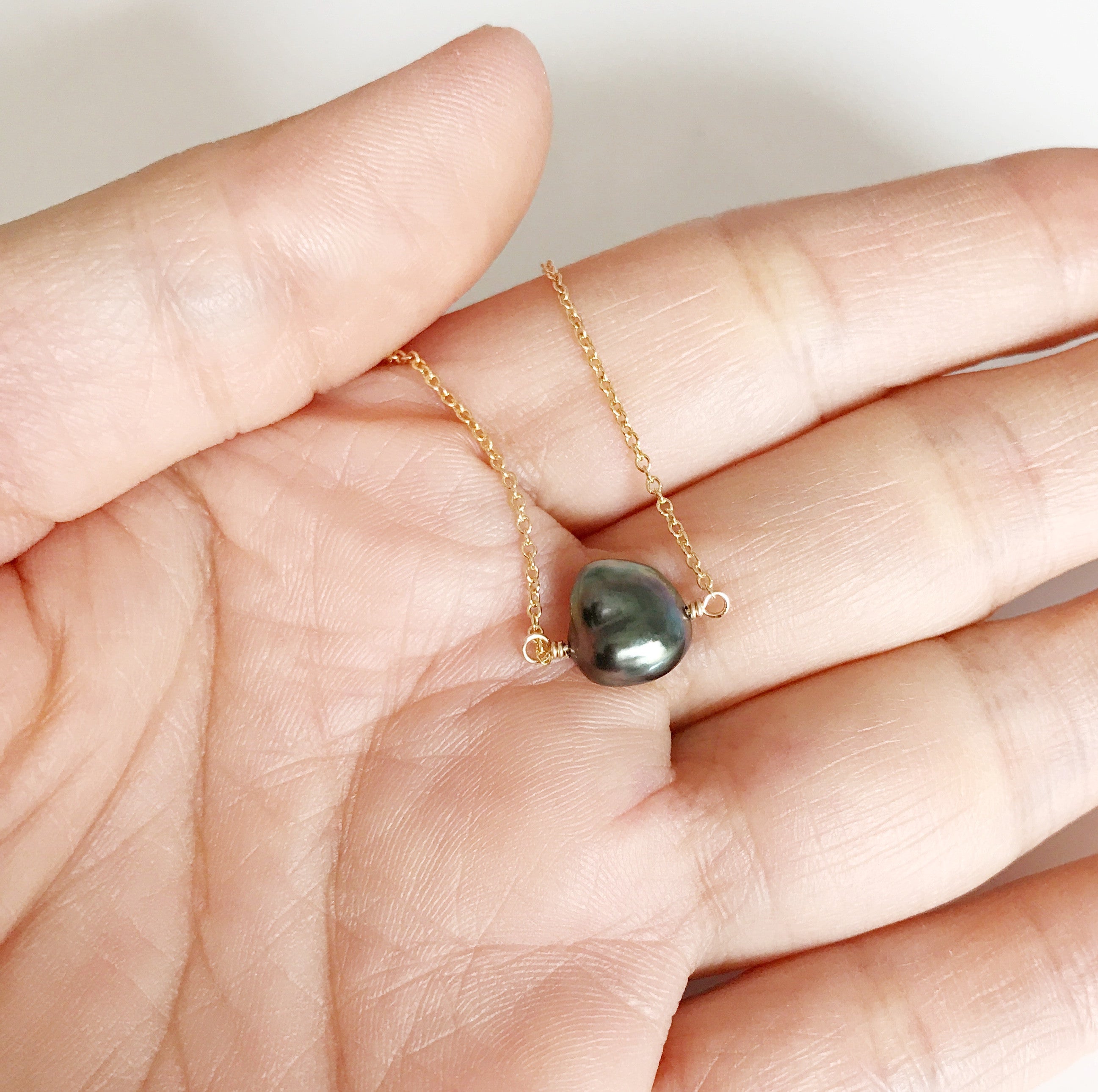 KEELY Tahitian Keshi Pearl Necklace (N255) - Elegant Handmade Jewelry for Women, Perfect for Weddings, Parties & Special Occasions
