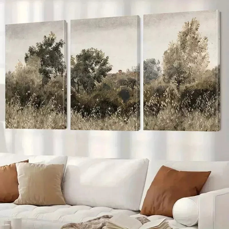 3-Piece Modern Brown Tree Landscape Wall Art Set - Framed Canvas Prints 50x70cm - High Quality Australian Made Wall Decor - Perfect for Living Room, Bedroom & Office Decor