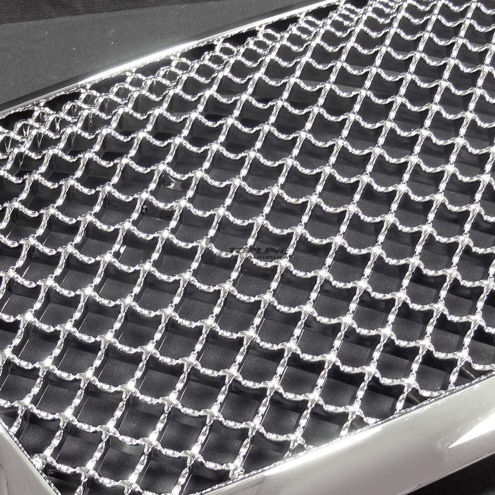 Chrome Mesh Front Bumper Grille Guard - ABS 1-Piece Design for 2007-2013 Chevy Avalanche & 2007-2014 Tahoe Suburban - Off-Road Protection & Custom Styling Upgrade