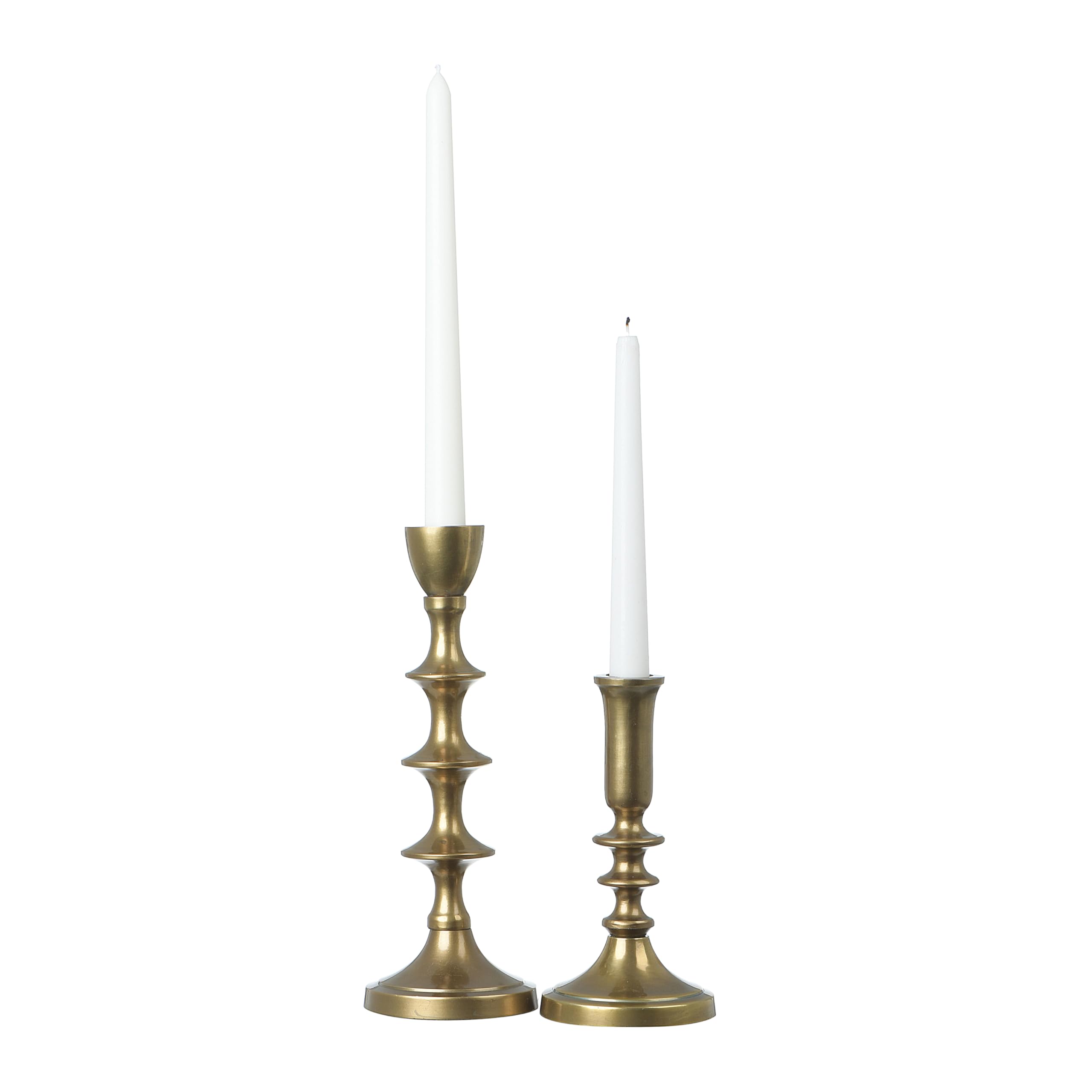 Creative Co-Op Decorative Metal Taper Candle Holders - Gold Set of 2 - Elegant Table Decor for Weddings, Dining Room Centerpieces & Holiday Home Decor