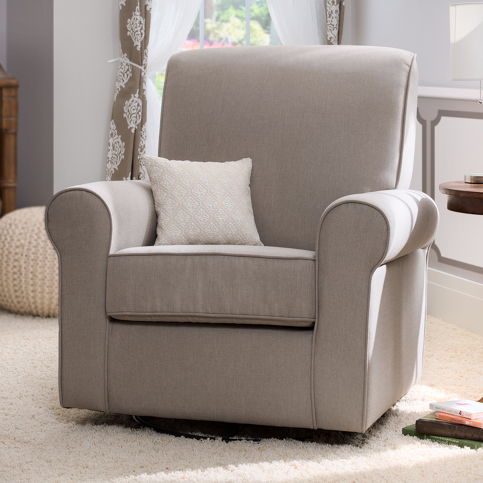 Avery Upholstered Glider Recliner Chair - Soft Padded Nursery Rocking Chair with Smooth Swivel Motion for Baby Nursery, Living Room & Bedroom | Perfect for Breastfeeding, Relaxing & Nursing Mothers