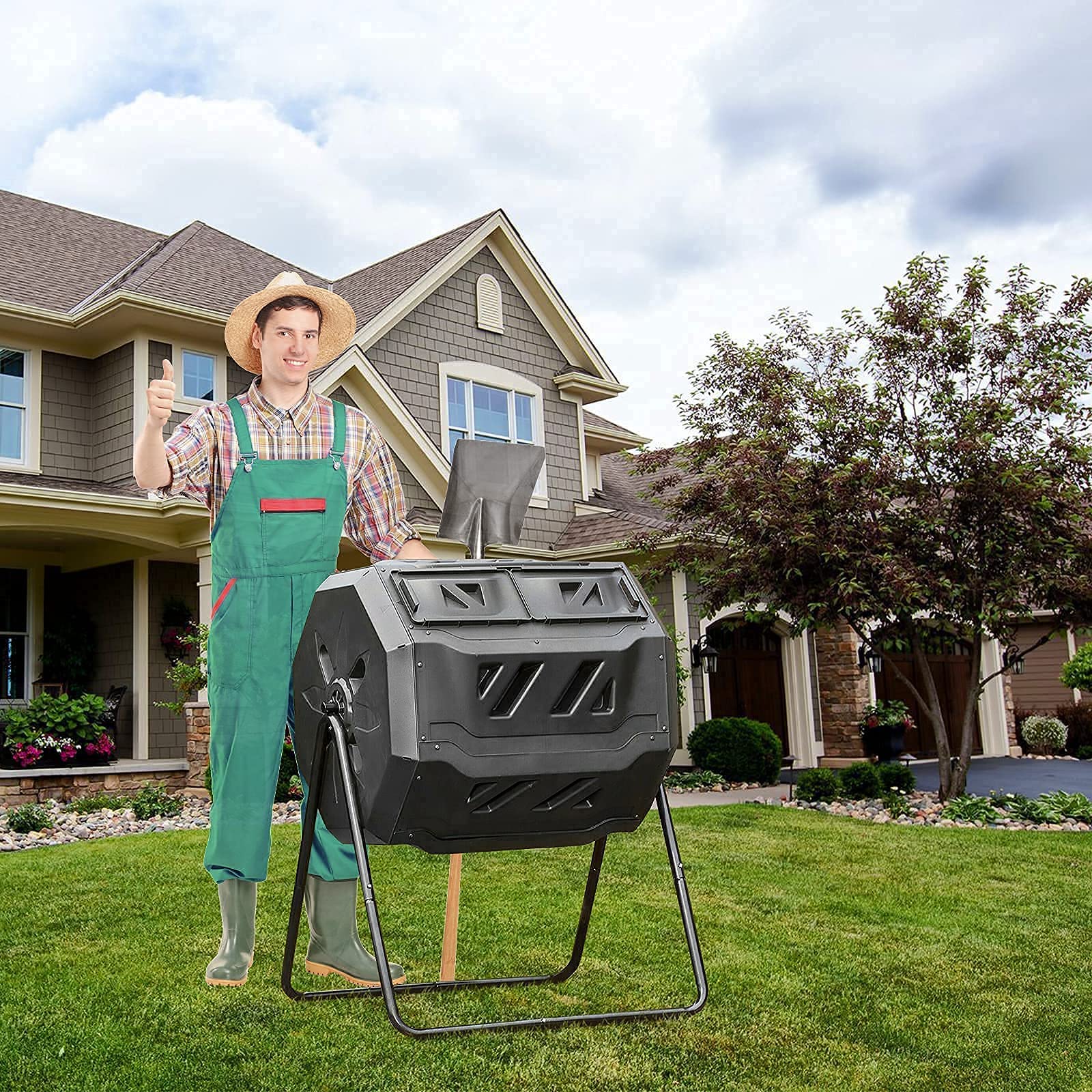 Premium Garden Compost Bin with Durable Work Apron - Eco-Friendly Composting Kit for Organic Waste, Perfect Gardening Gift for Women & Men - Ideal for Backyard, Lawn Care & Sustainable Living