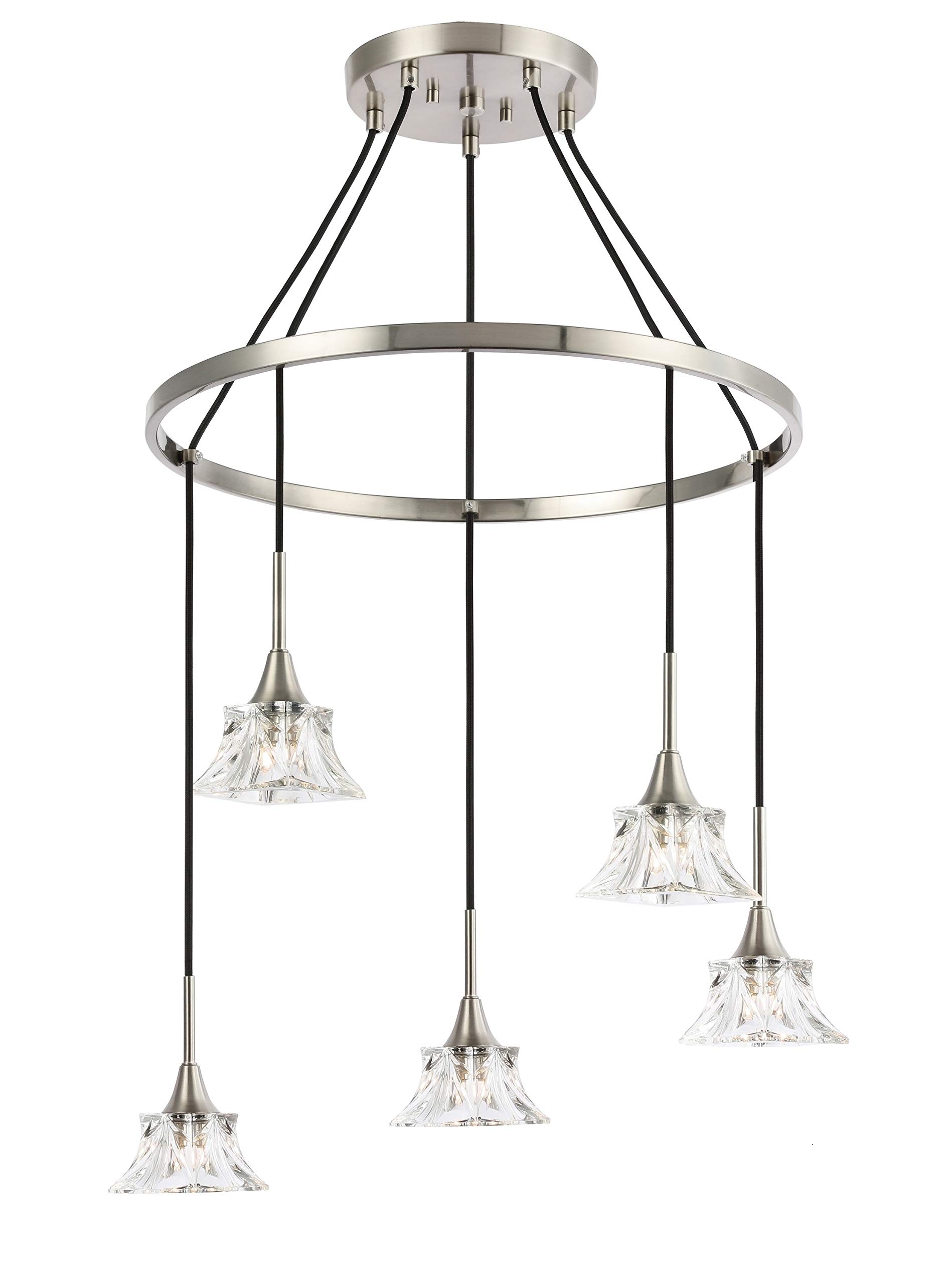 20426STN-C80480 Modern Nickel Pendant Chandelier - Elegant Ceiling Light Fixture for Dining Room, Kitchen Island & Bedroom Lighting