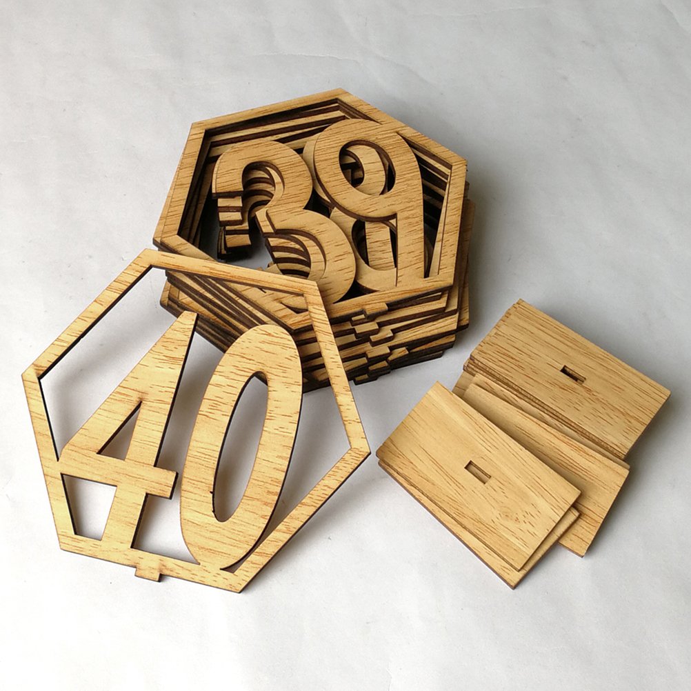 Amosfun 20pcs Wooden Wedding Table Numbers - Elegant Rustic Table Number Decor for Wedding Reception, Bridal Shower, Anniversary Party - Perfect for Centerpieces and Table Setting Decorations