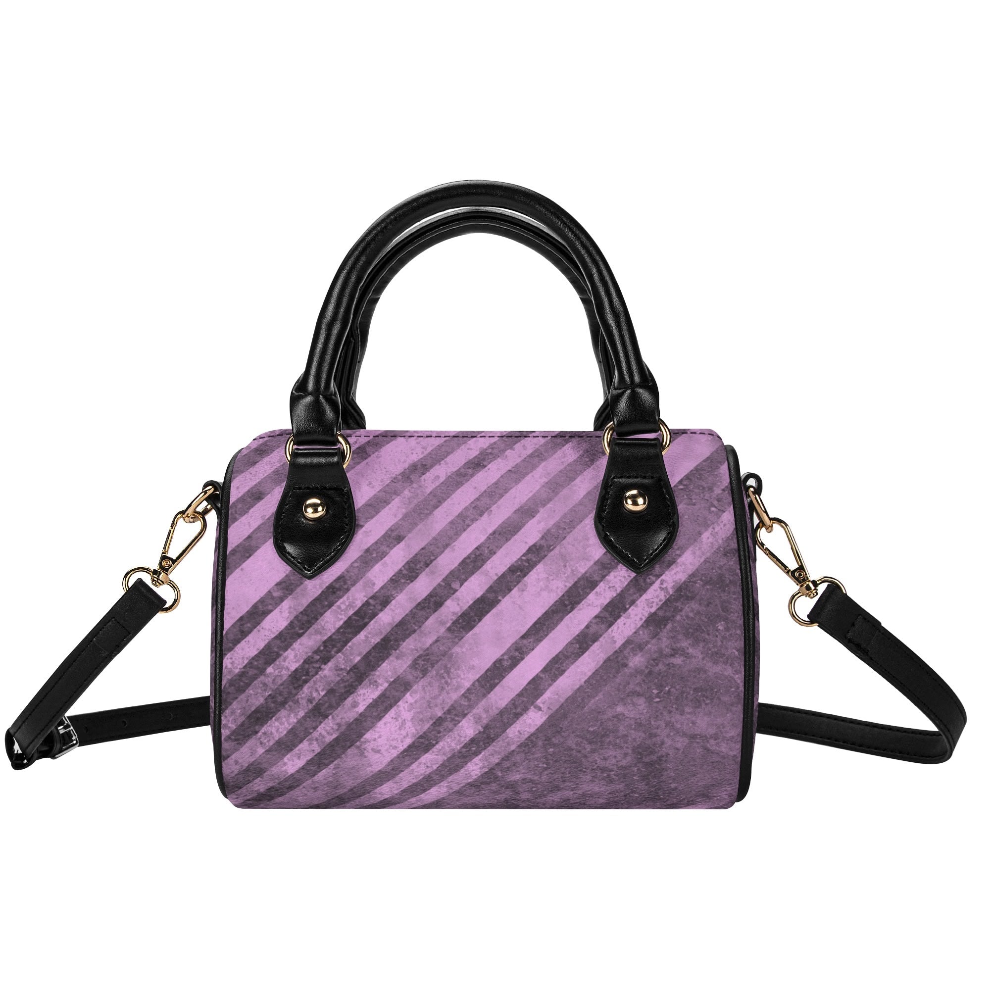 Trendy Fading Purple Stripes Leather Mini Boston Handbag for Women - Stylish Crossbody Purse for Daily Use, Travel & Date Night