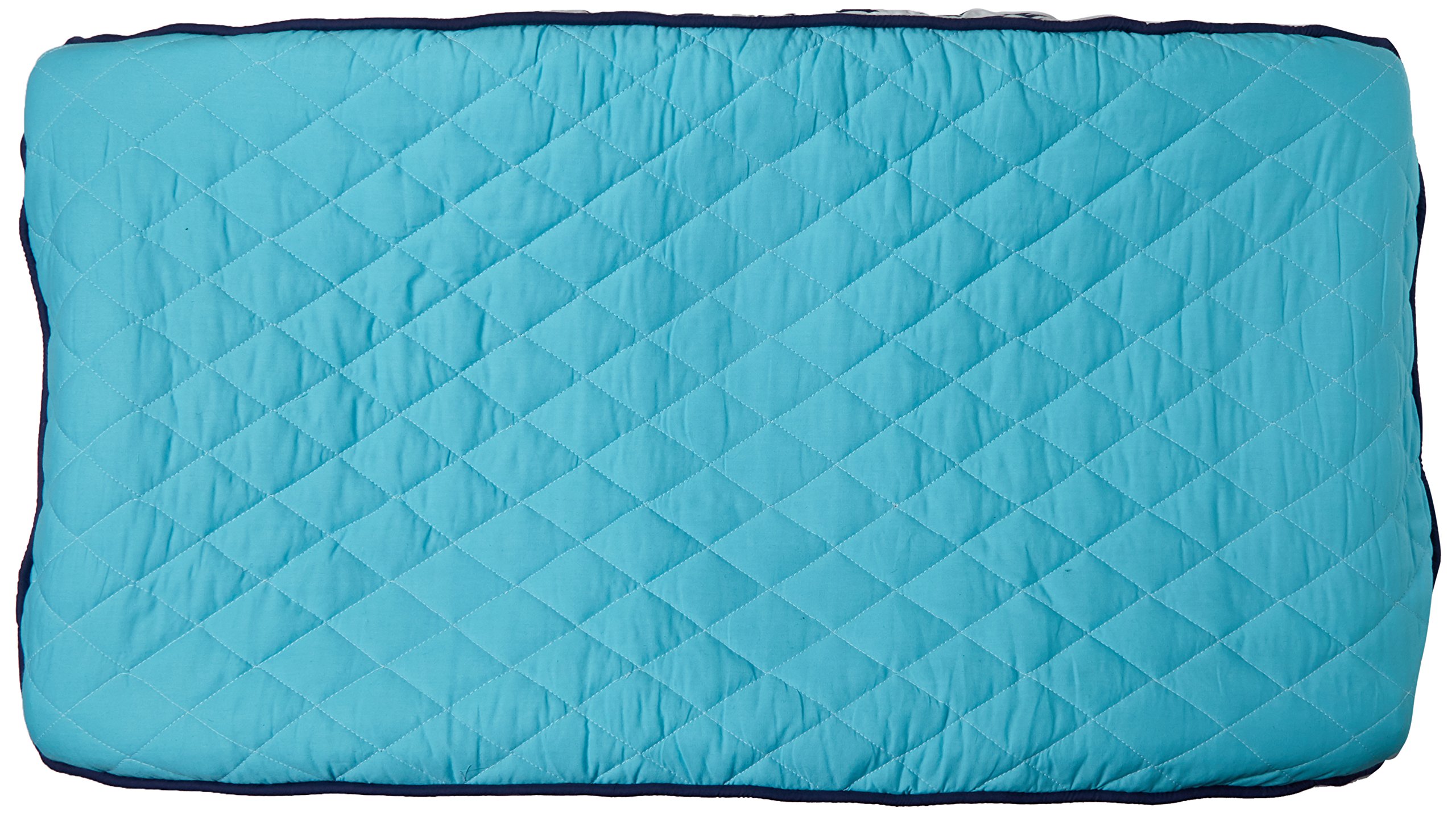 Bacati Liam Aztec Solid Aqua Navy Quilted Changing Pad Cover - Soft Waterproof Baby Changing Table Pad Cover for Nursery, Diaper Station & Travel