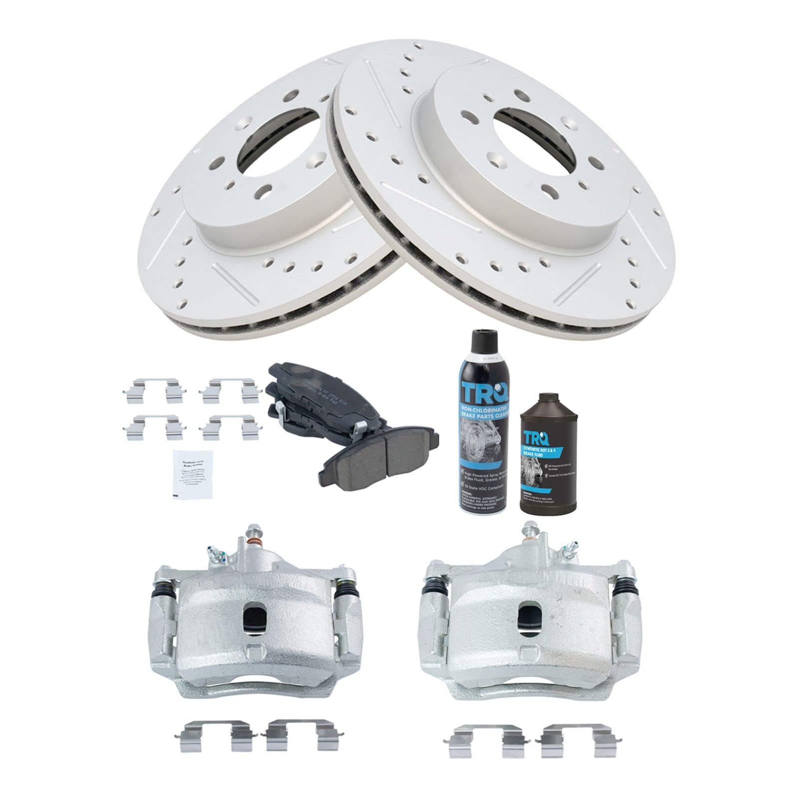 Premium Ceramic G-Coated Brake Pad & Rotor Kit with Caliper & Chemical Kit - Compatible with 1996-2005 Honda Civic & 2010-2014 Insight - High Performance Braking for City Driving & Daily Commutes
