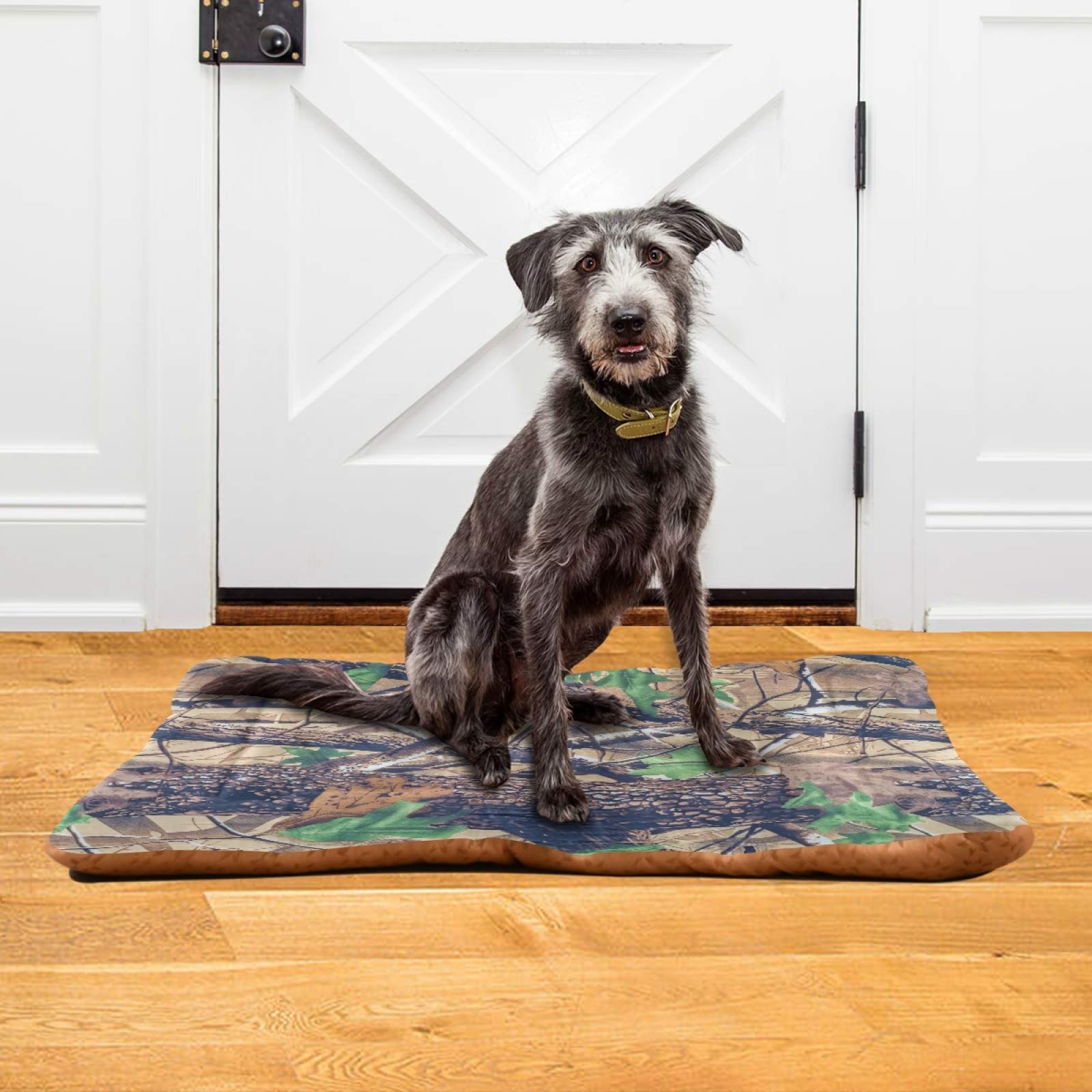 Military Camo Dog Bed - Rectangle Ultra Soft Calming Pet Bed for Small & Medium Dogs & Cats (24x18 Inches) - Perfect for Home, Office & Travel Use