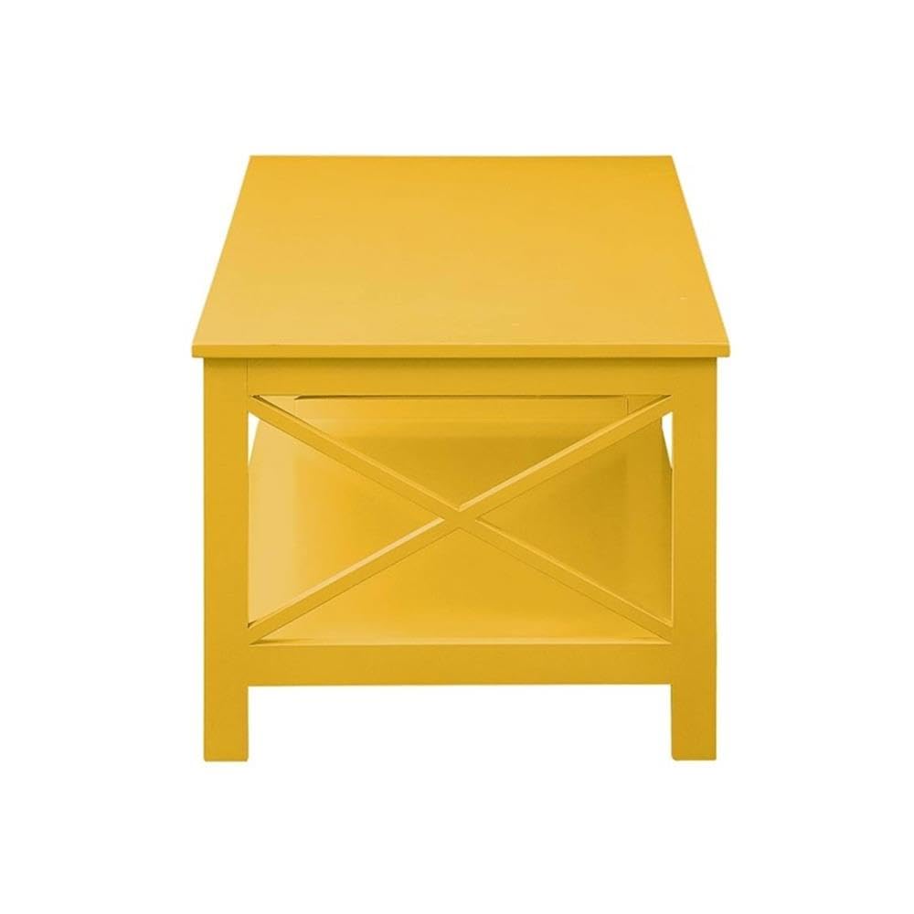 Pemberly Row Yellow Wood Coffee Table - Modern Living Room Centerpiece for Home Decor & Entertaining