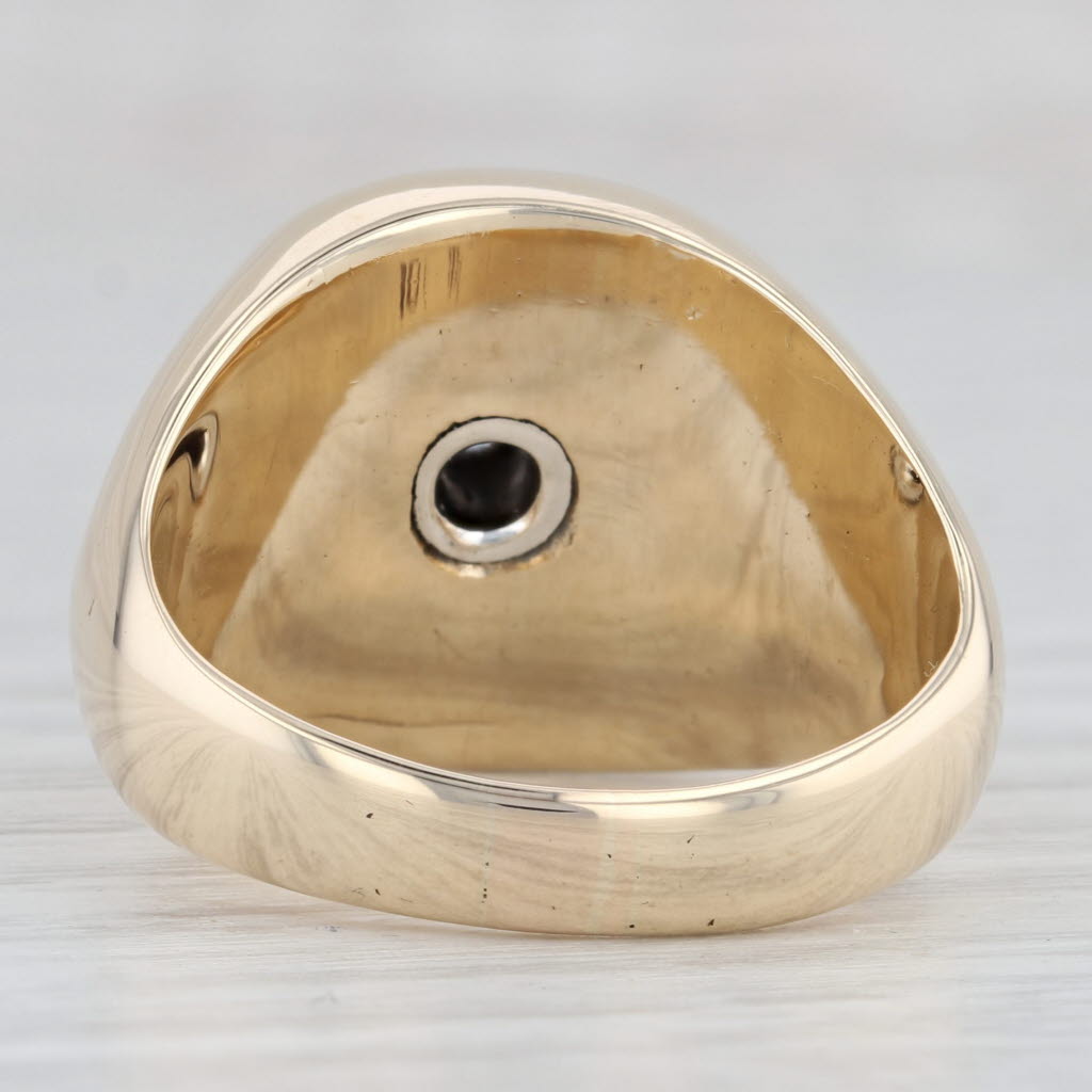 0.11ct Diamond Onyx Signet Ring 10k Yellow Gold Size 9.5 - Elegant Men's Jewelry for Wedding, Anniversary & Formal Occasions