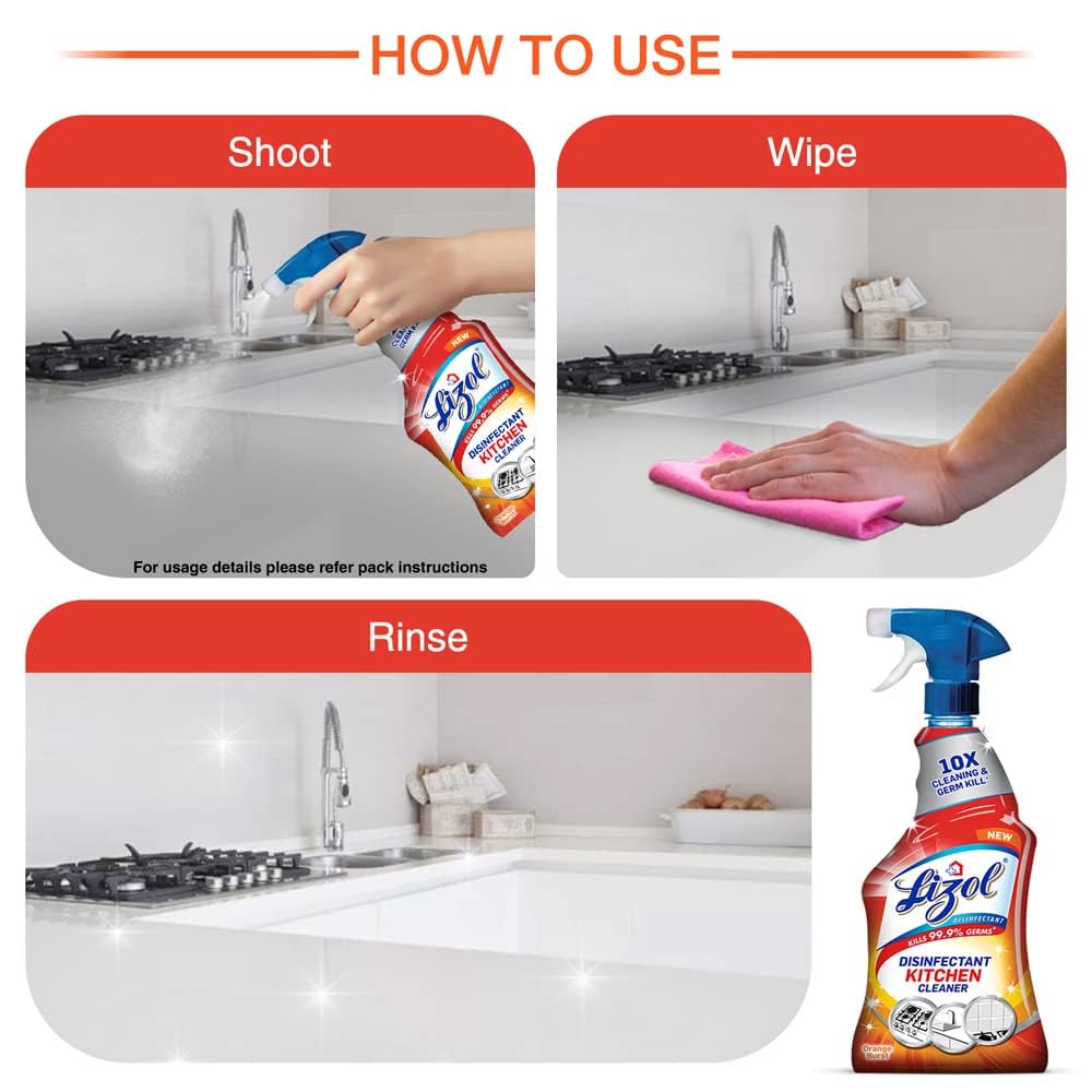 Lizol Disinfectant Surface & Floor Cleaner Liquid, Jasmine Scent - 1 Liter | Kitchen Cleaner Spray - 450ml | Kills 99.9% Germs | Ideal for Home, Office & Commercial Use