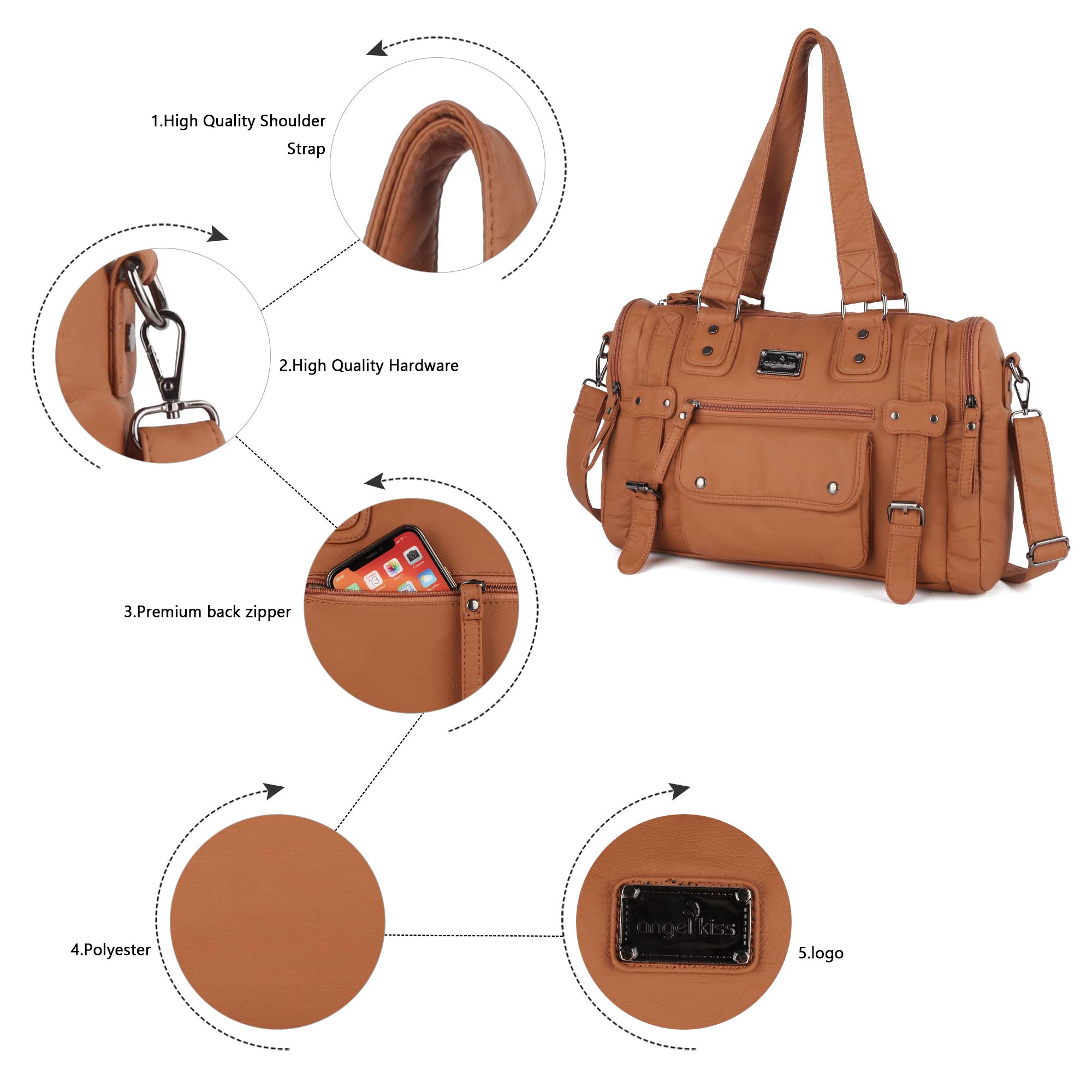 Angelkiss Women's Soft Leather Handbags - Hobo, Satchel, Shoulder & Crossbody Bags for Work, Travel & Everyday Use | Stylish Tote Purses for Ladies