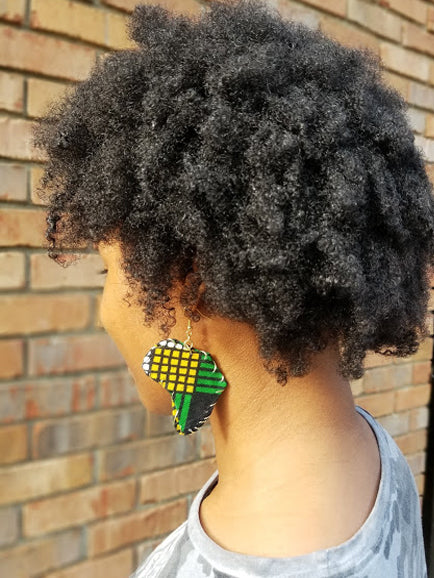Handmade African Print Green Earrings DP3553ER1 - Stylish Boho Accessories for Women, Perfect for Parties & Festivals