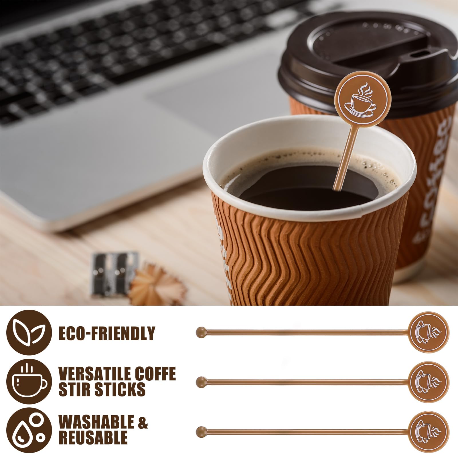 30 Pcs Plastic Coffee Stir Sticks - Reusable Cocktail Swizzle Stirrers for Coffee, Tea & Drinks - Perfect for Weddings, Parties, Bars & Home Use