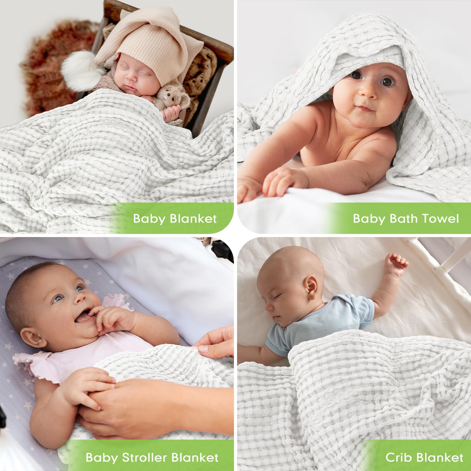 Maliton Waffle Baby Blanket for Boys & Girls - Soft Breathable Cotton Swaddle Blanket | Neutral Nursery Blanket | Lightweight Throw for Infants & Toddlers (Ivory) - Perfect for Crib, Stroller & Snuggling