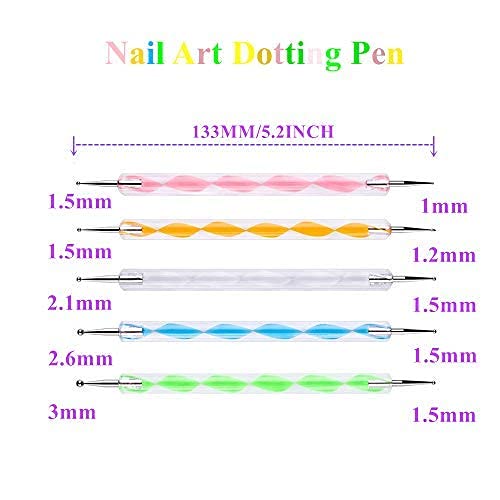 AmigozZ 5-Piece Nail Art Dotting Tools Set - Marbleizing & Stamping Pens for Professional Nail Design (Multicolor) | Perfect for Salon, Home Manicure & DIY Nail Art