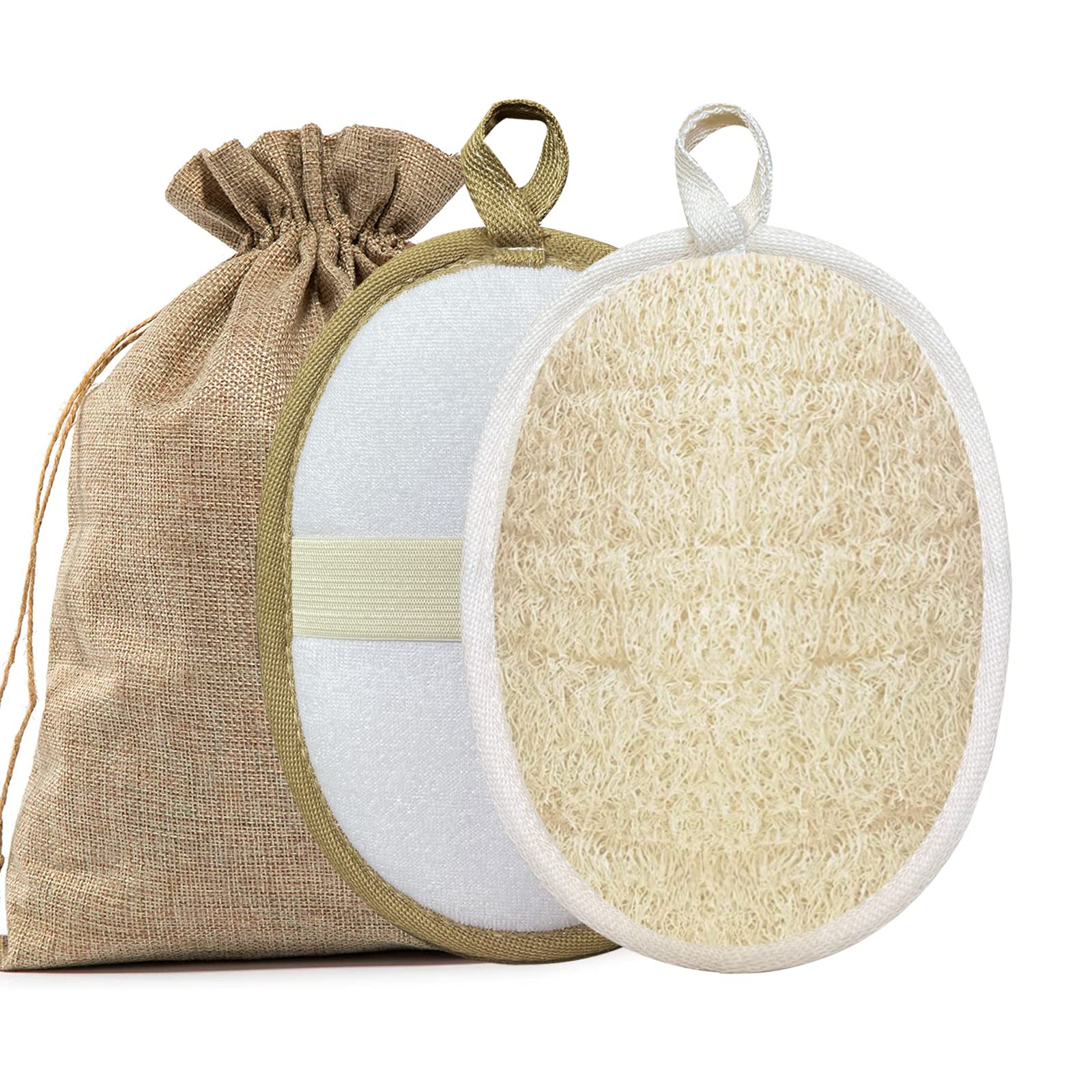 100% Natural Exfoliating Loofah Back Scrubber - Pack of 2 | Body Wash Sponge for Shower & Bath | Deep Cleansing & Skin Renewal for Soft, Smooth Skin | Perfect for Exfoliation & Dead Skin Removal
