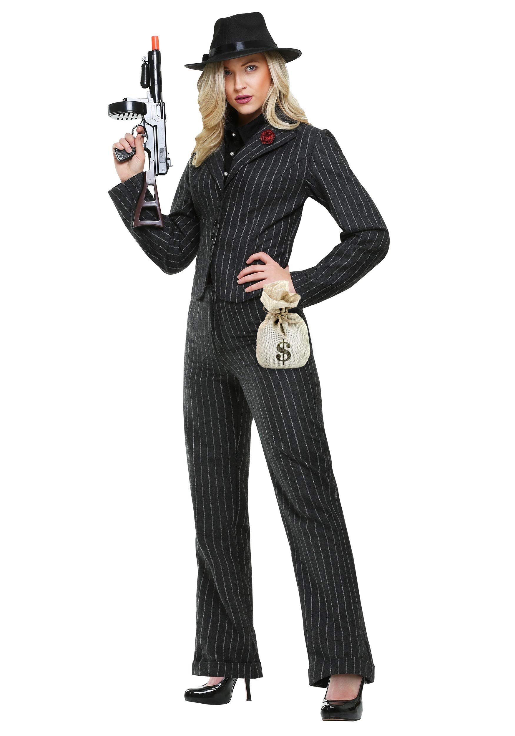 Stylish Female Gangster Halloween Costume Set - 100% Polyester Jacket & Pants for Women - Perfect for Cosplay, Theme Parties & Halloween Events