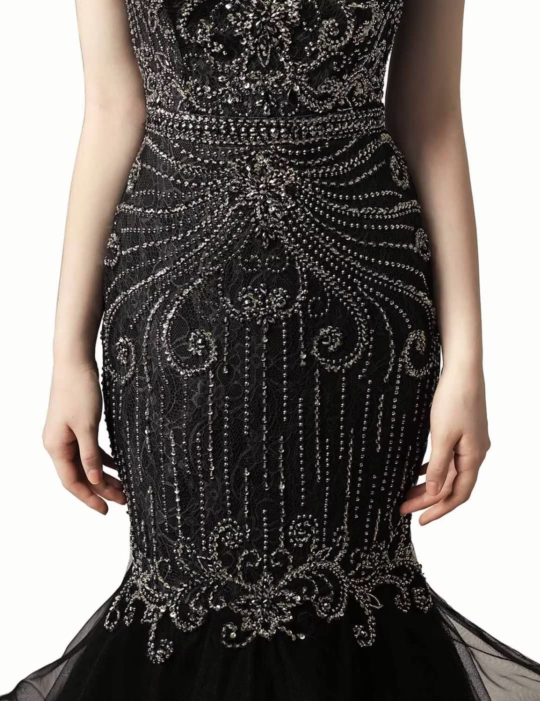 Sarahbridal Women's Lace Tulle Prom Dresses Long 2023 Mermaid Beaded Rhinestone Evening Gowns - Elegant Formal Gown for Homecoming, Wedding, Quinceañera & Special Occasions