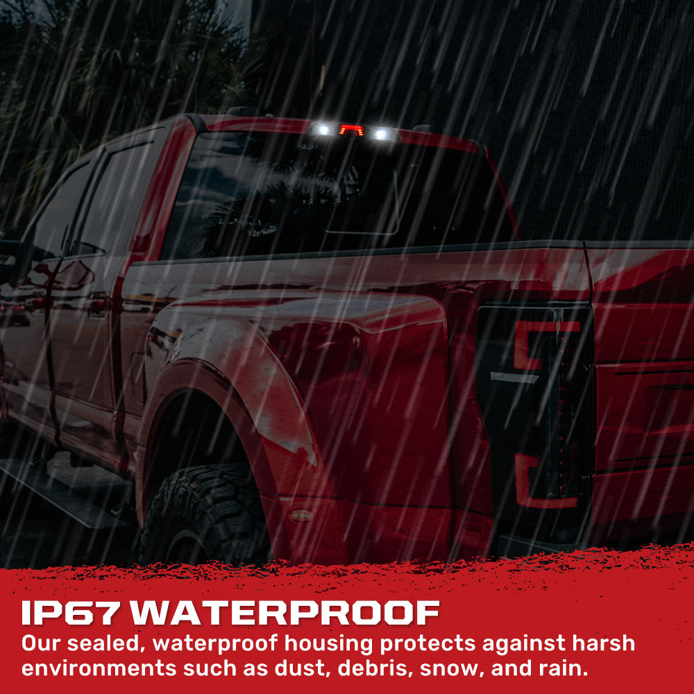 Ford Super Duty F250 F350 F450 F550 3rd Brake Light (2017-2023) - Smoked Lens with CREE XML LEDs - Compatible with Cargo Bed Camera Models | Perfect for Truck Upgrades & Nighttime Safety Driving