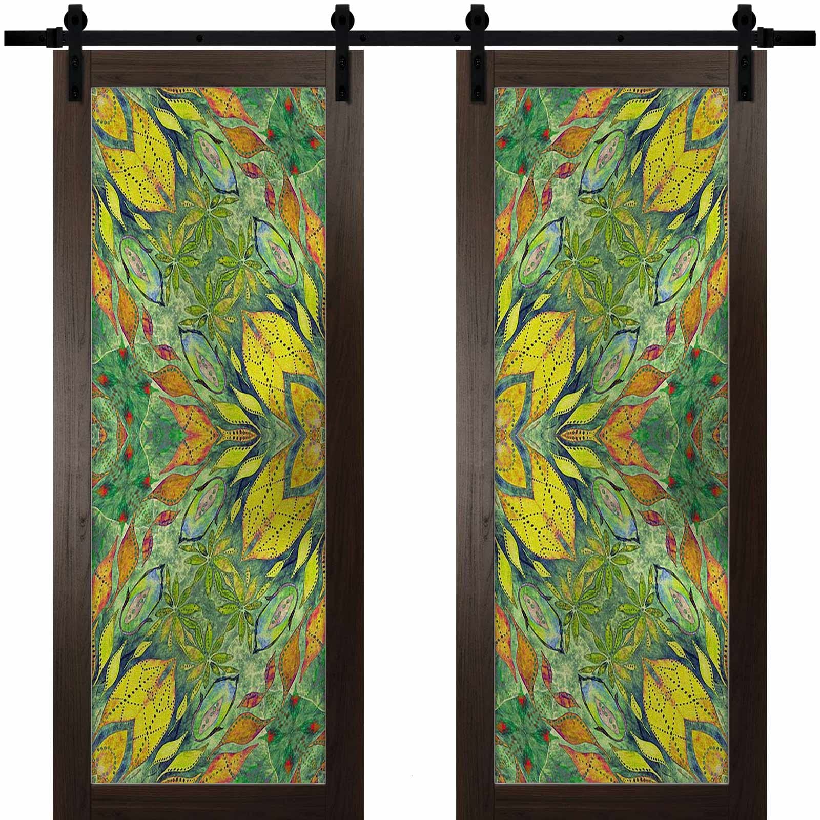 Mexican Style Decorative Window Film for Glass Doors - Green Privacy Static Cling Stickers, Non-Adhesive UV Protection Covering for Bathroom & Home Office | Perfect for Adding Style & Privacy to Windows, Shower Doors, and Glass Partitions