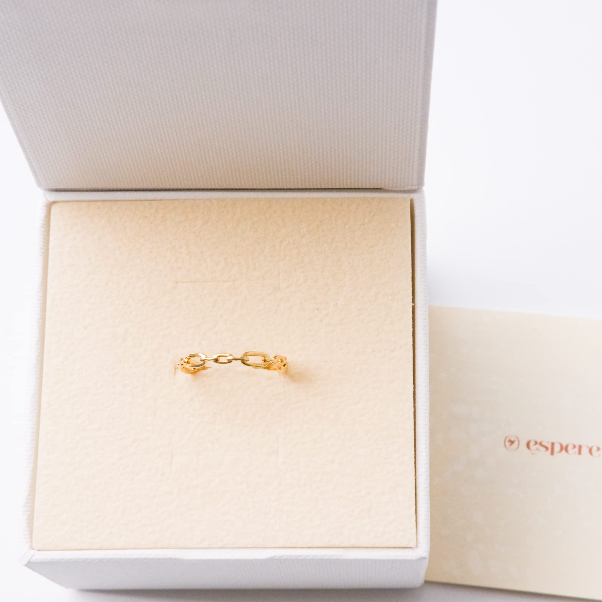 18K Gold Plated Simple Link Ring for Women - Minimalist Stacking Band, Dainty Gold Rings for Everyday Wear | Perfect for Layering, Gifts & Special Occasions