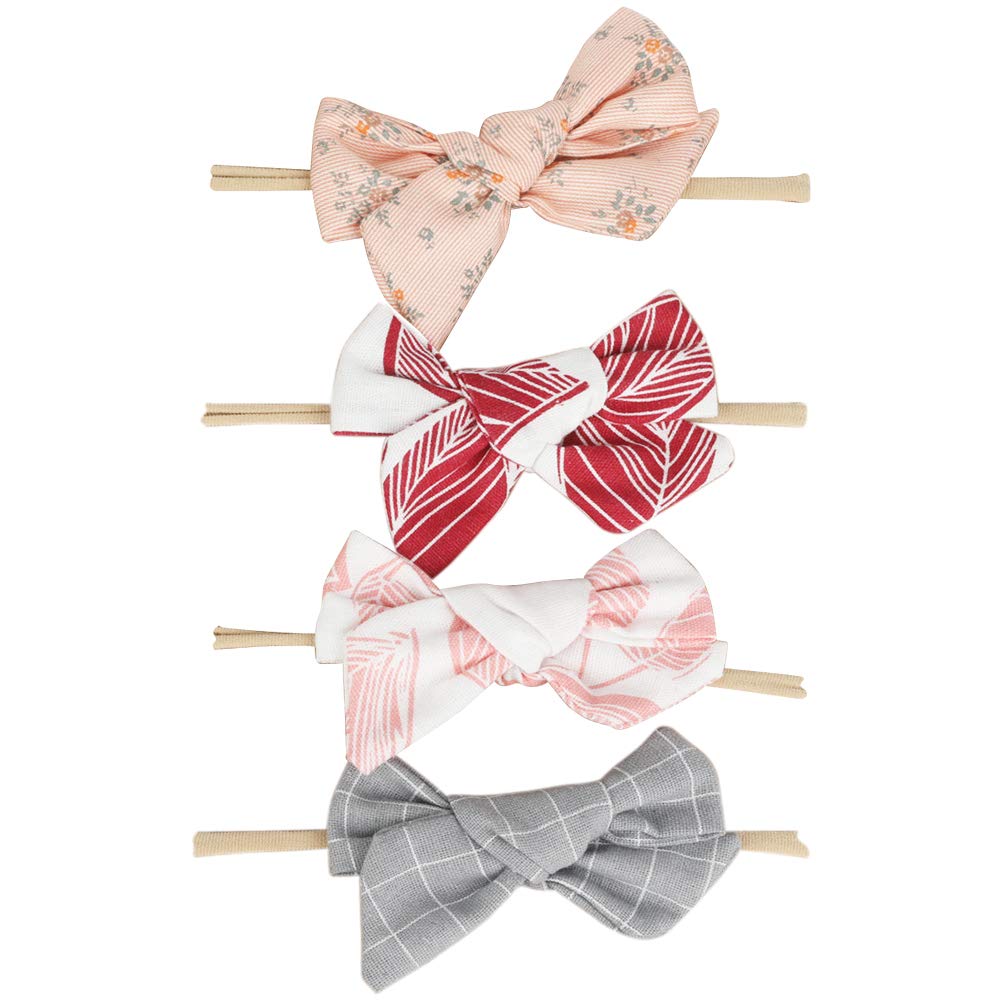 COUXILY Baby Girl Headbands & Bows Set - Newborn Infant Toddler Hair Accessories for Photos, Parties & Everyday Wear - Soft Elastic Headwraps & Floral Hair Clips (6-Pack)